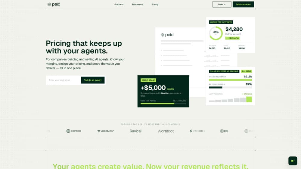 Interface preview of Paid