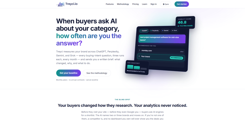 Interface preview of Treyci