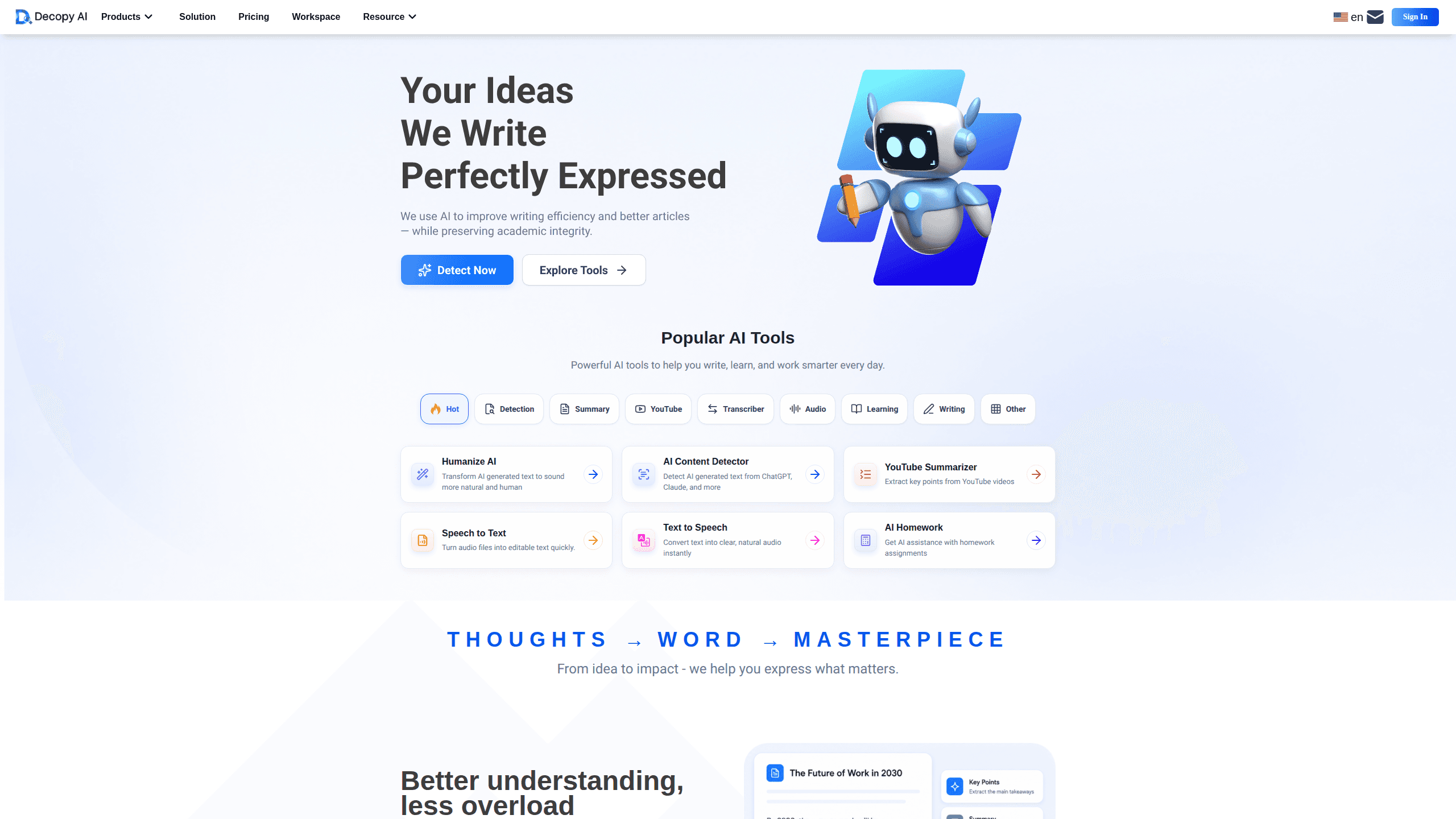 Interface preview of Decopy AI