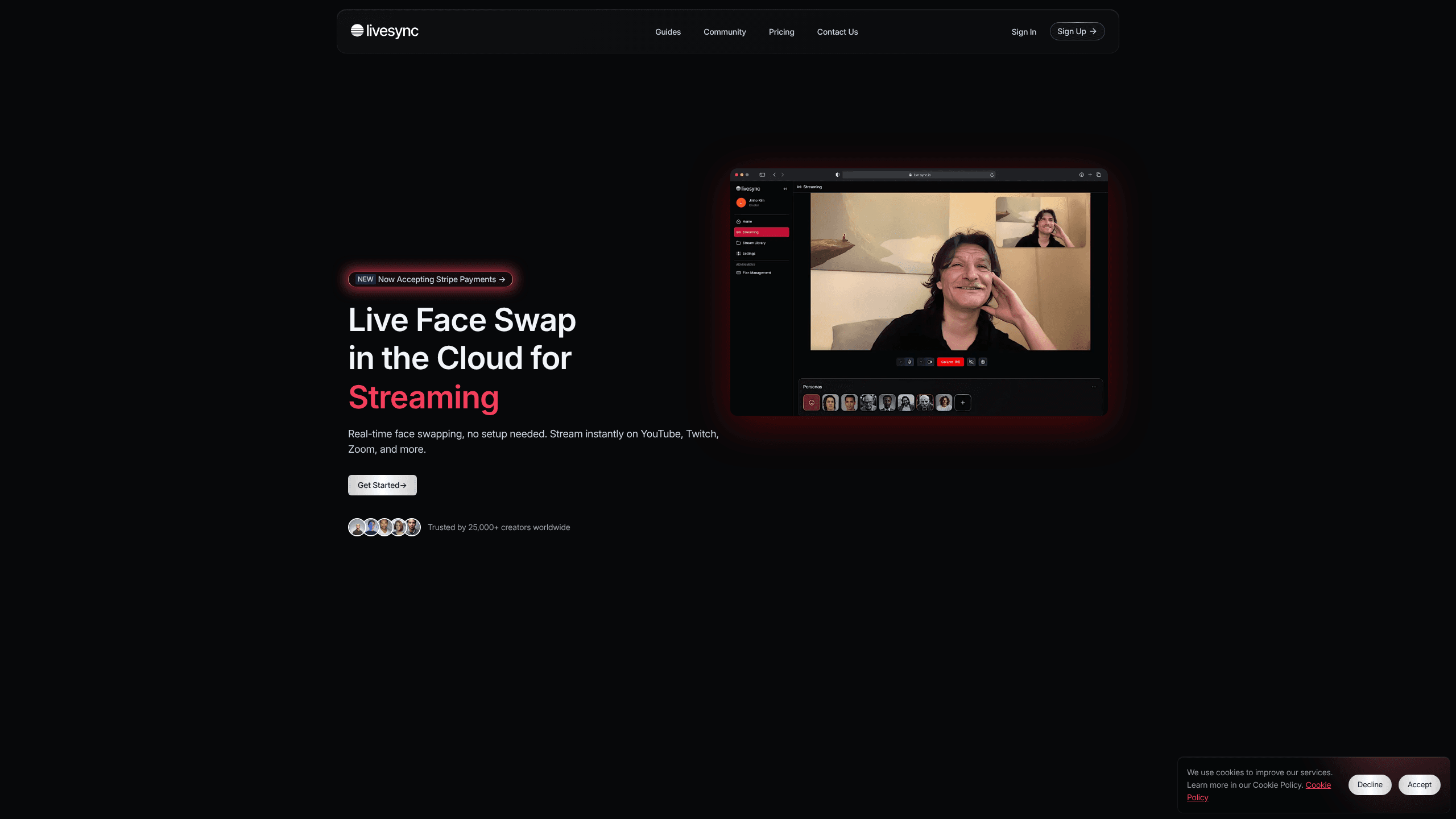 Interface preview of Livesync