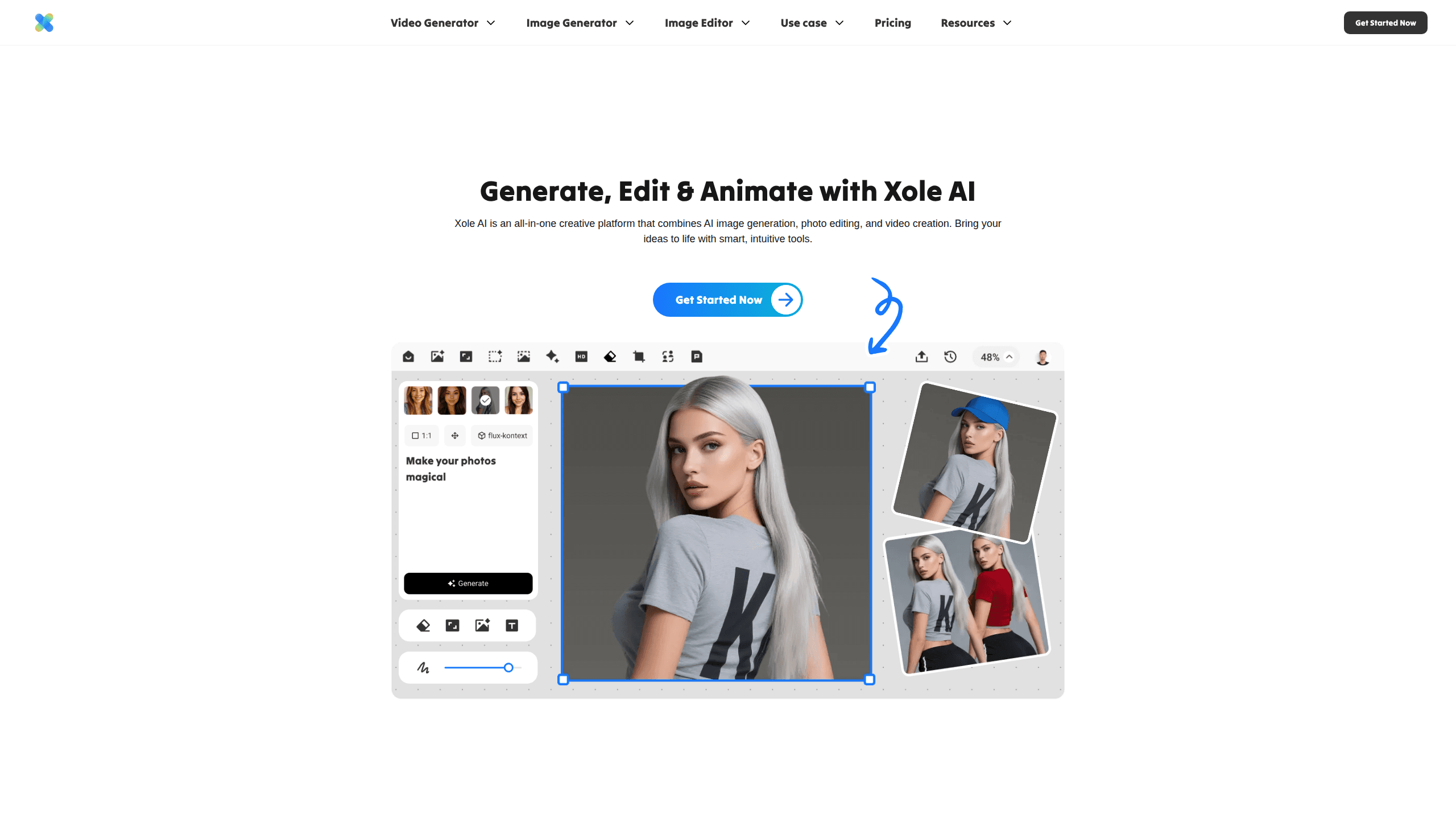 Interface preview of Xole AI Image Generator