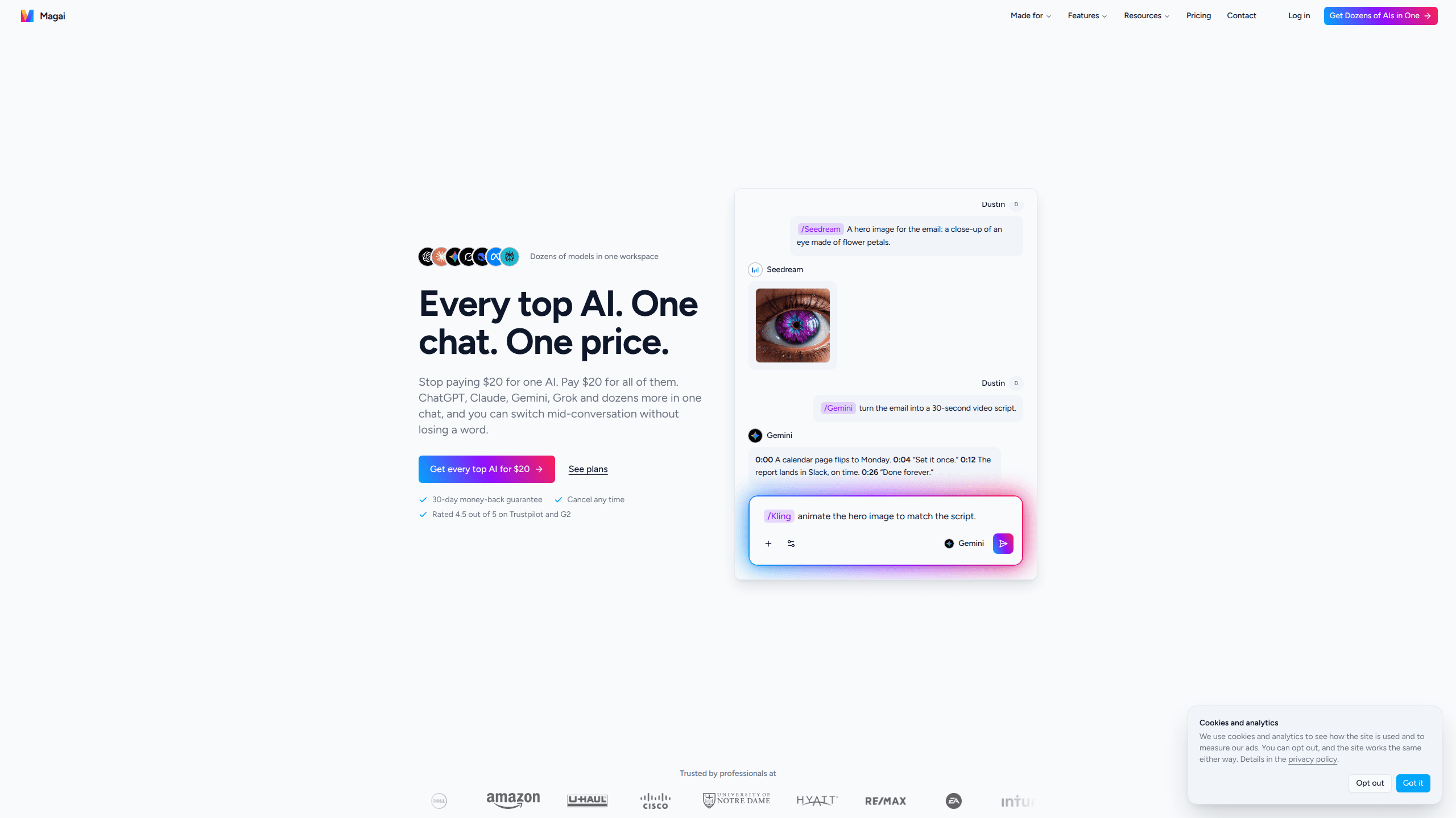 Interface preview of Magai