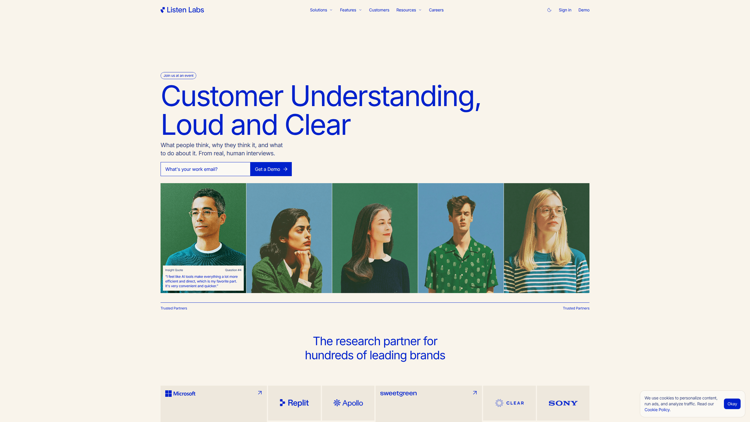 Interface preview of Listen Labs