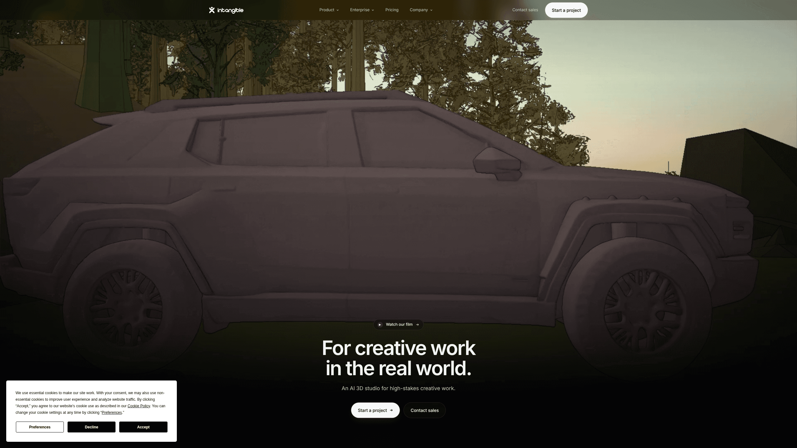 Interface preview of Intangible AI