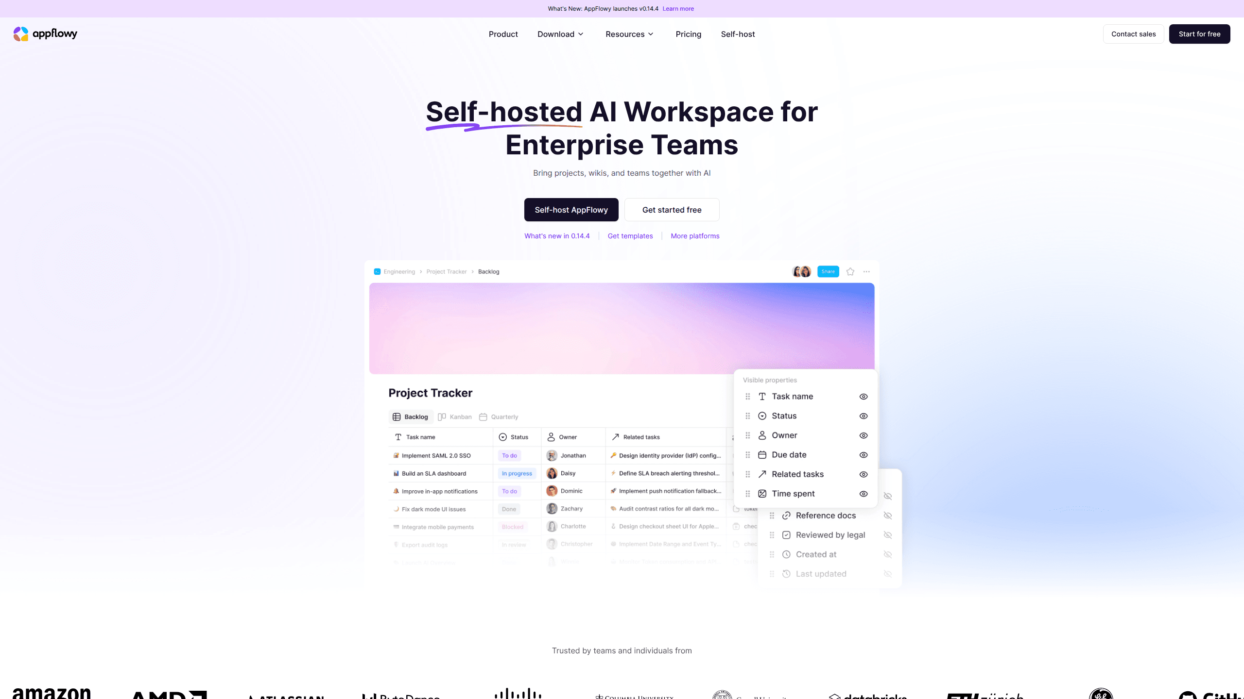 Interface preview of Appflowy Open Source Notion Alternative