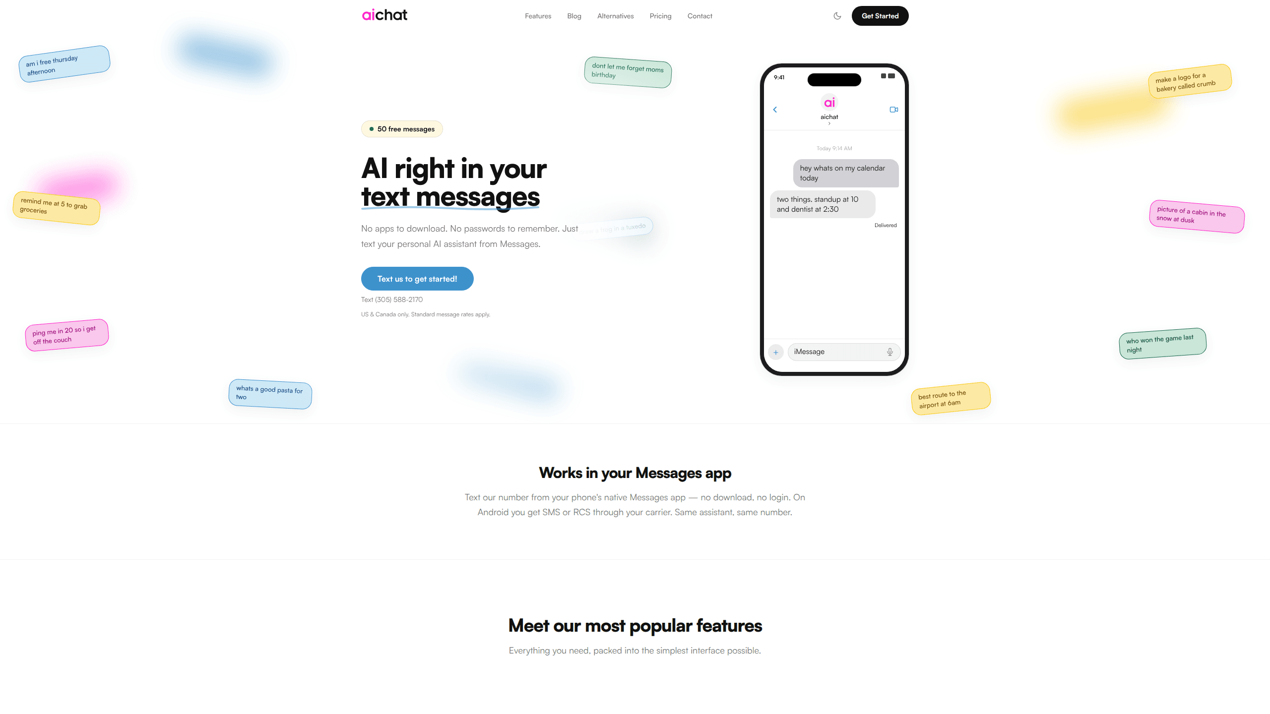 Interface preview of AI Chat Sms