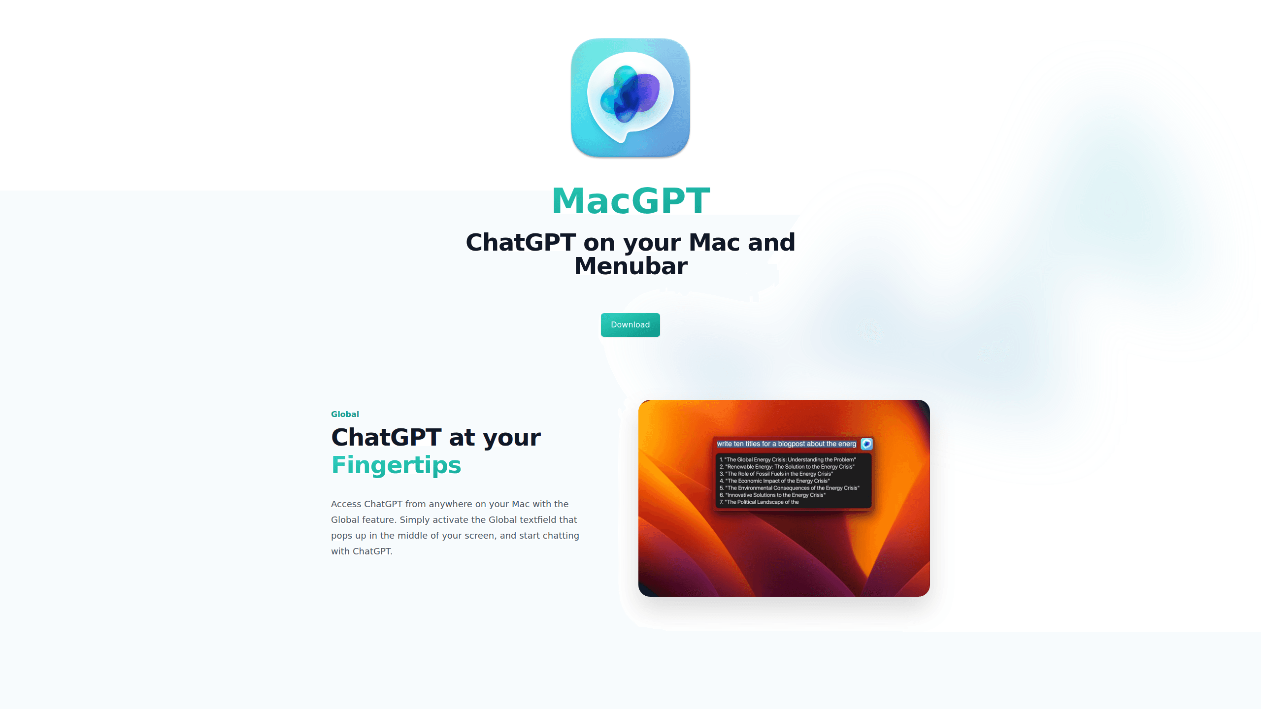 Interface preview of Macgpt