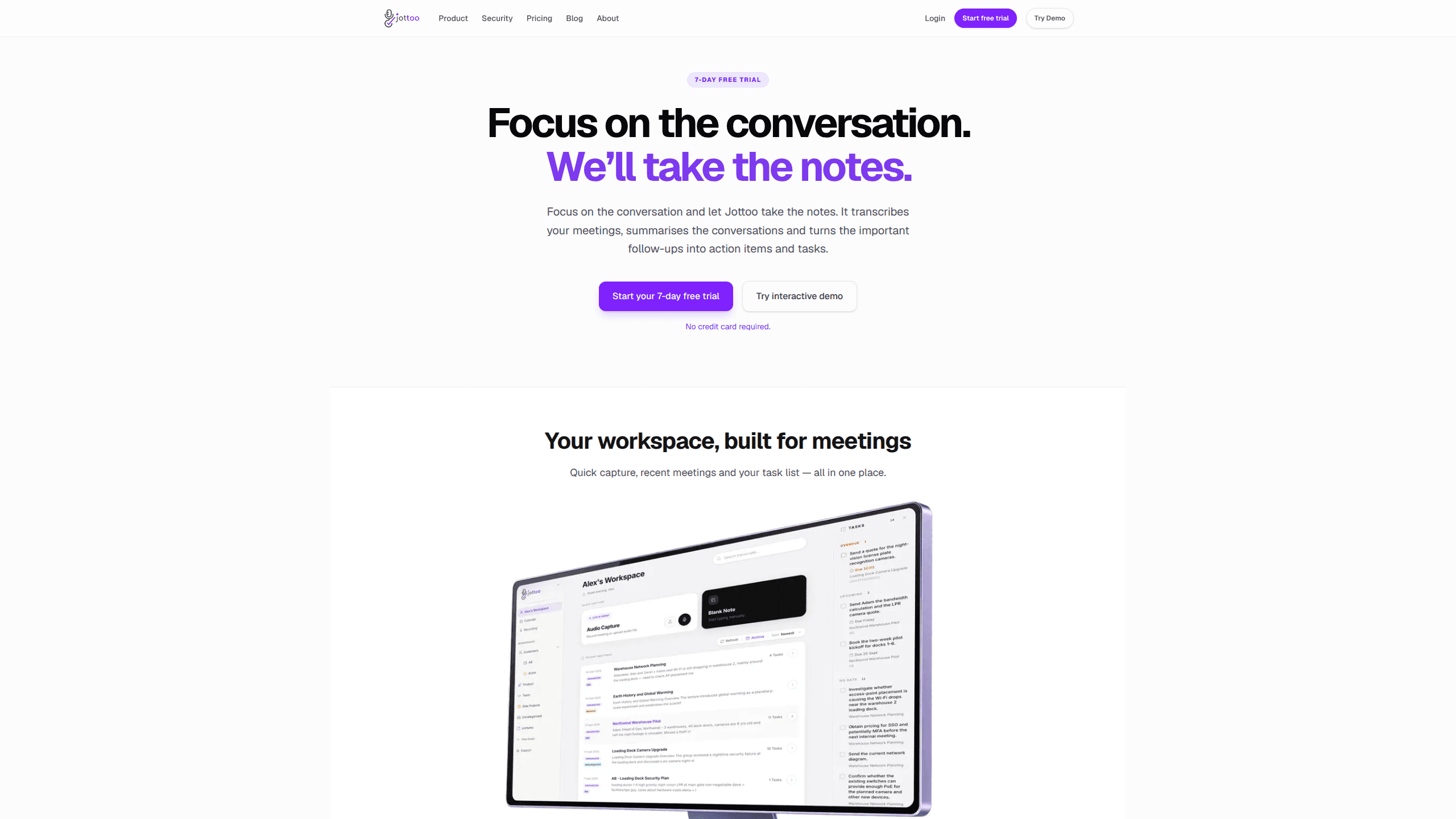 Interface preview of Jottoo