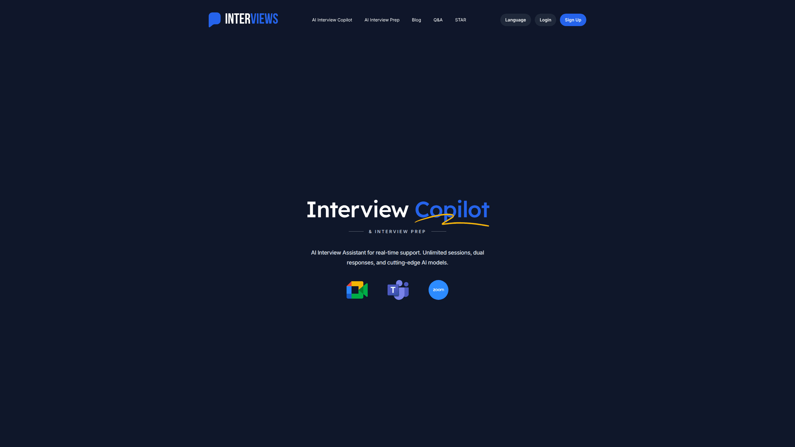 Interface preview of Interviews Chat