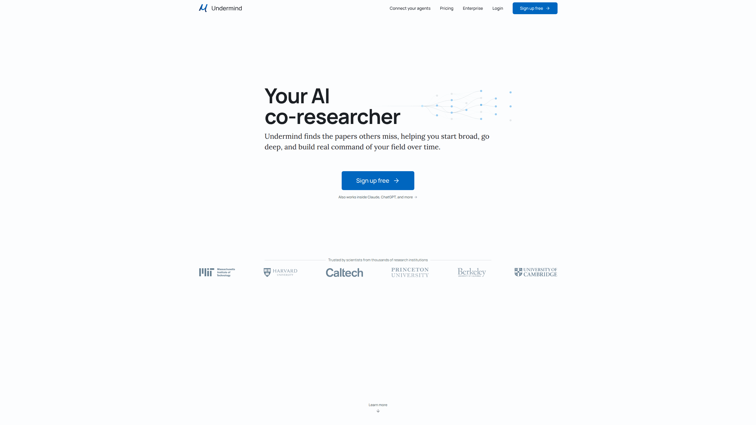 Interface preview of Undermind