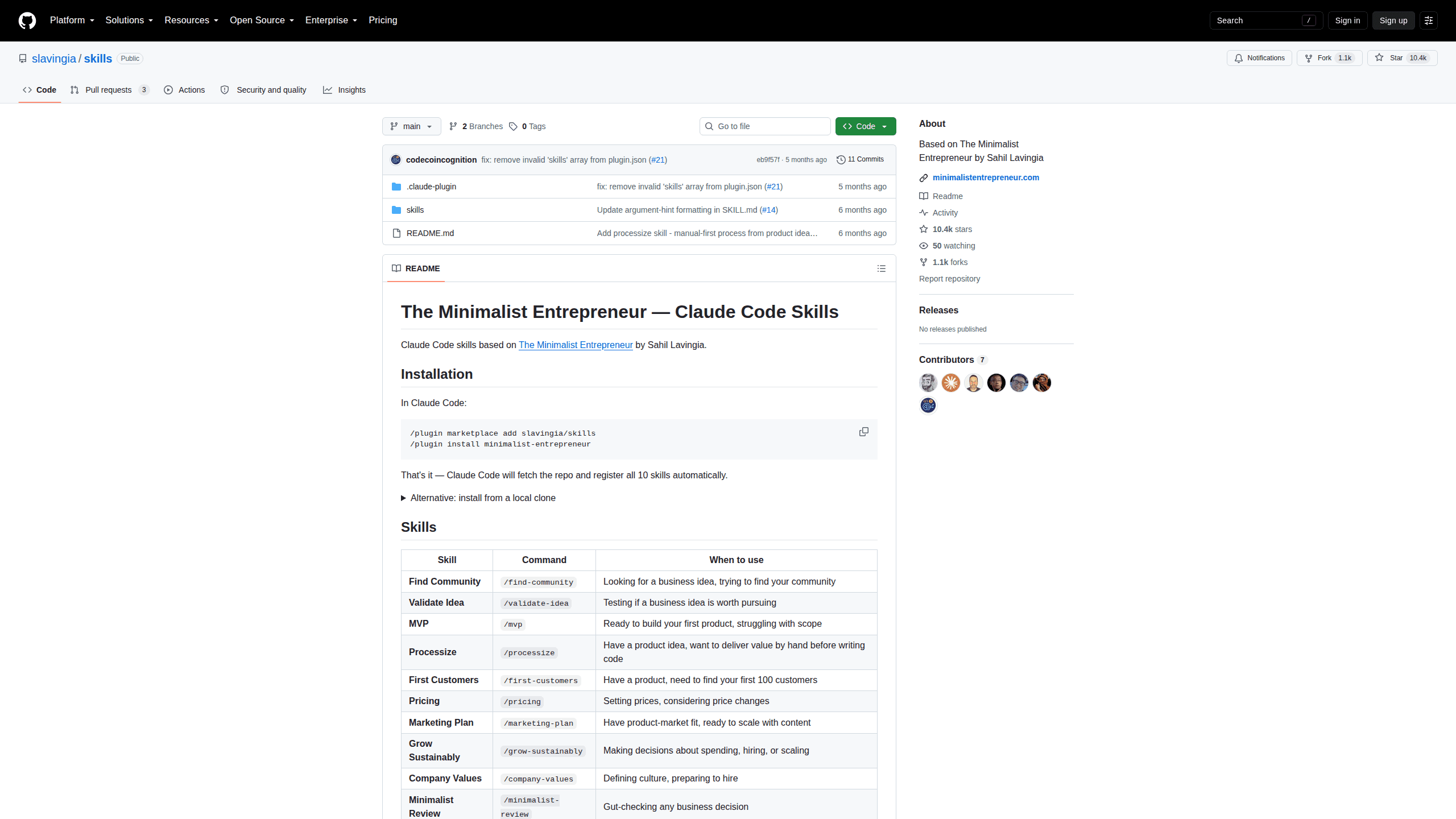 Interface preview of The Minimalist Entrepreneur Skills