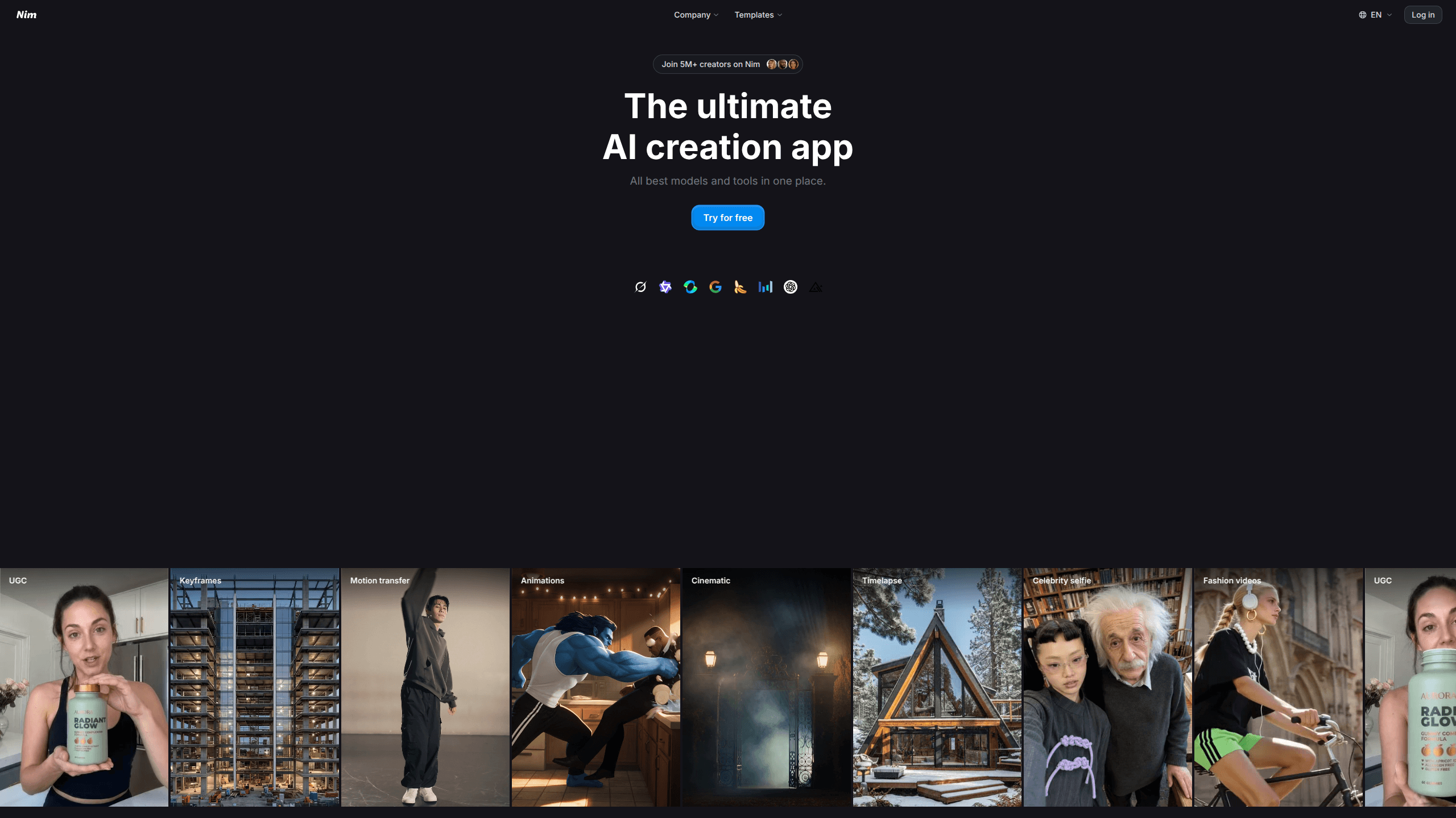Interface preview of Nim Video
