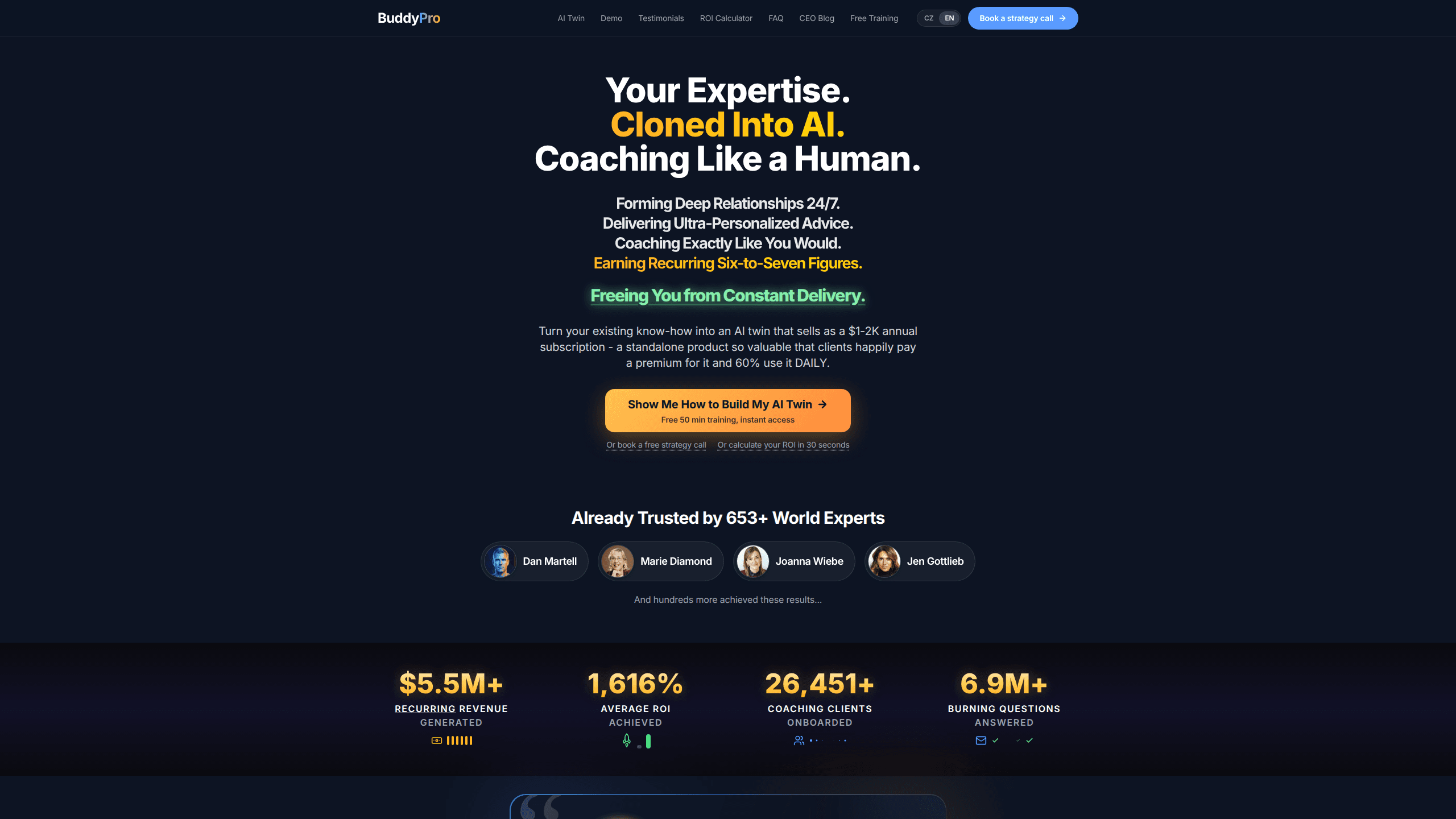 Interface preview of Buddypro