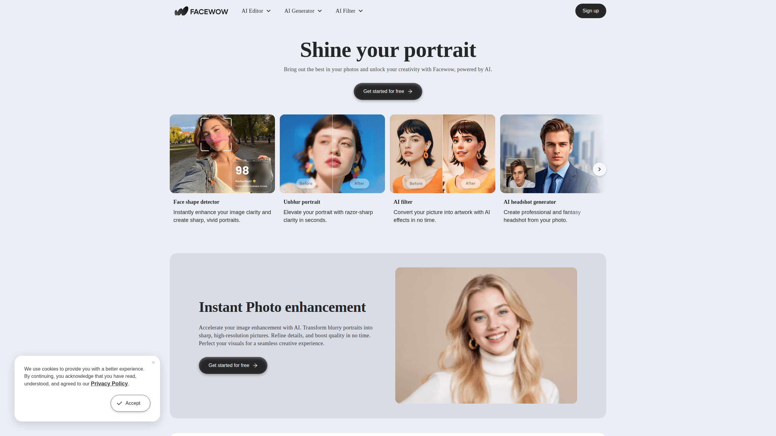 Interface preview of Facewow