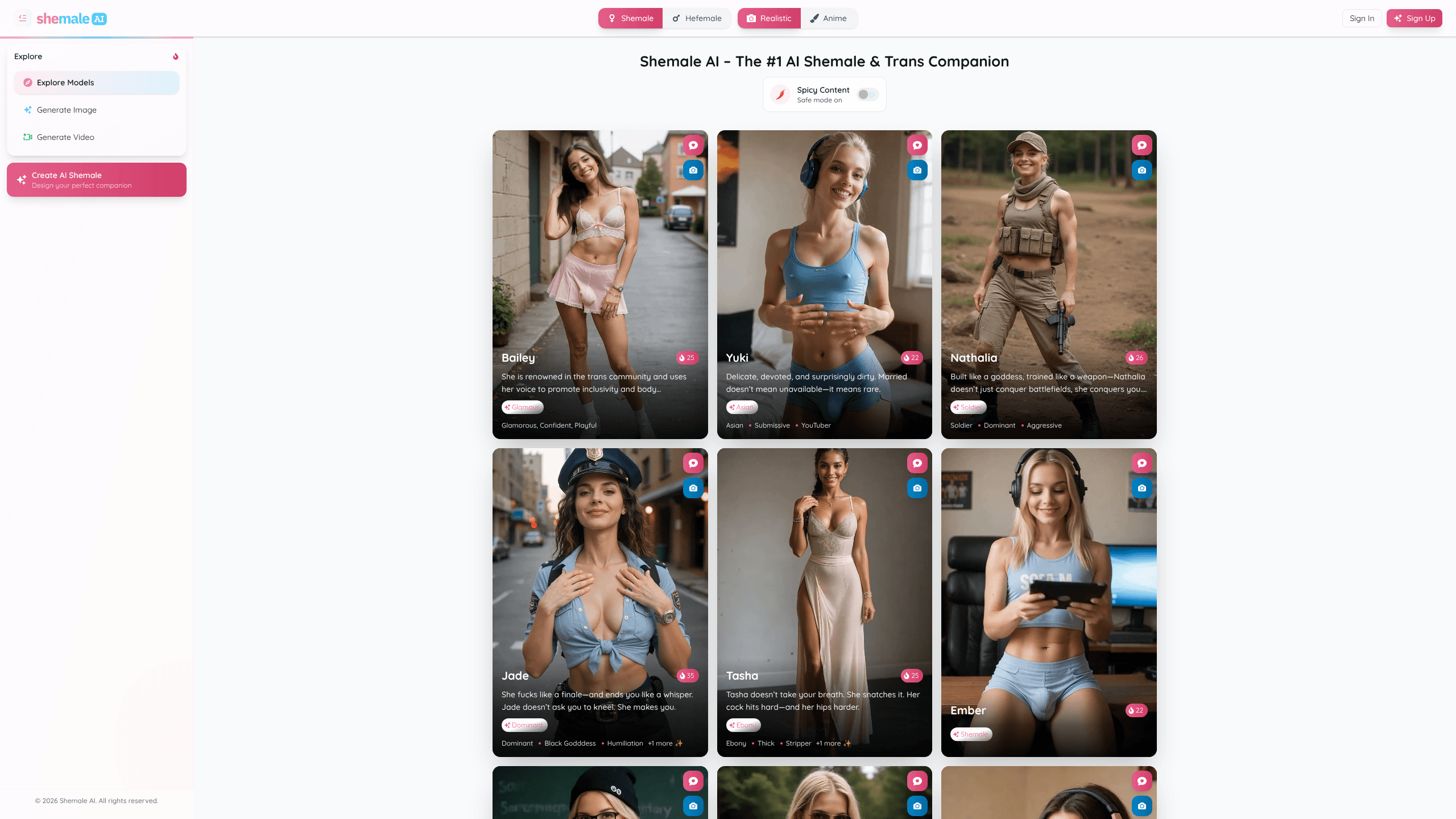 Interface preview of Shemale AI