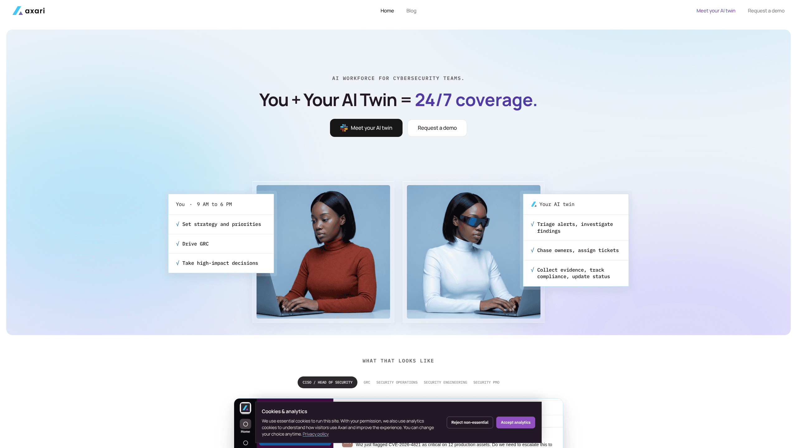 Interface preview of Axari