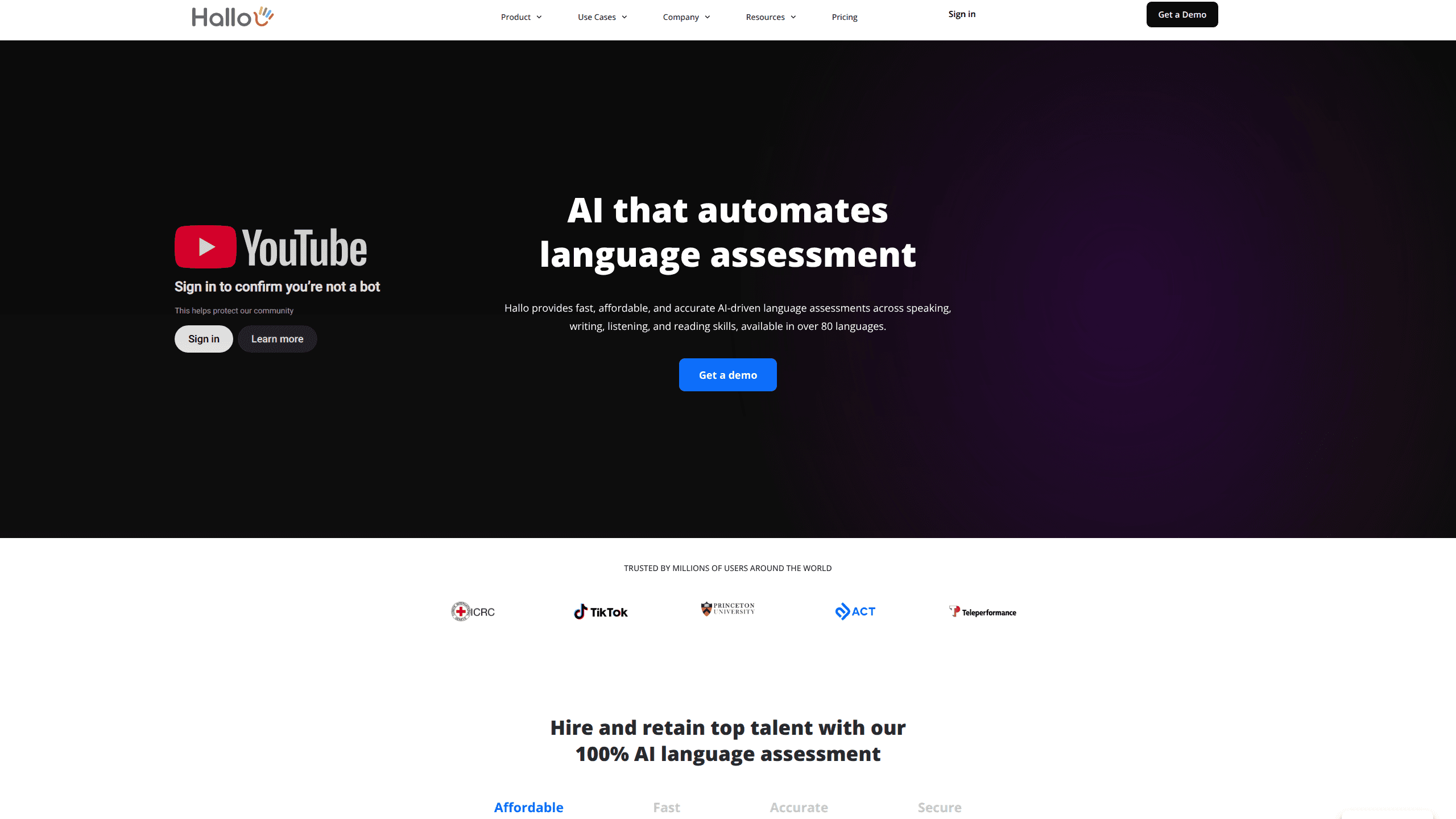 Interface preview of Hallo AI Language Learning