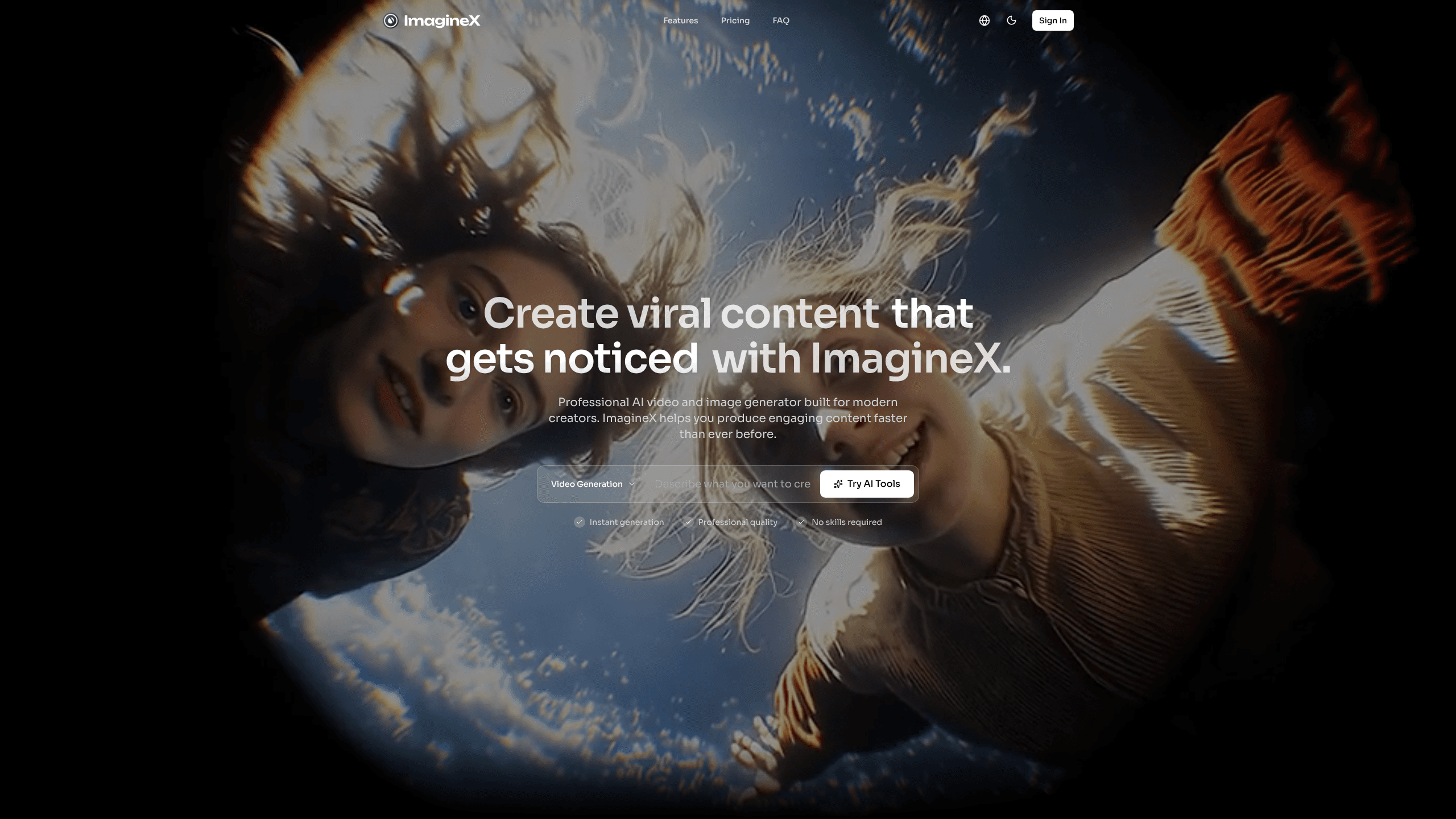 Interface preview of Imaginex