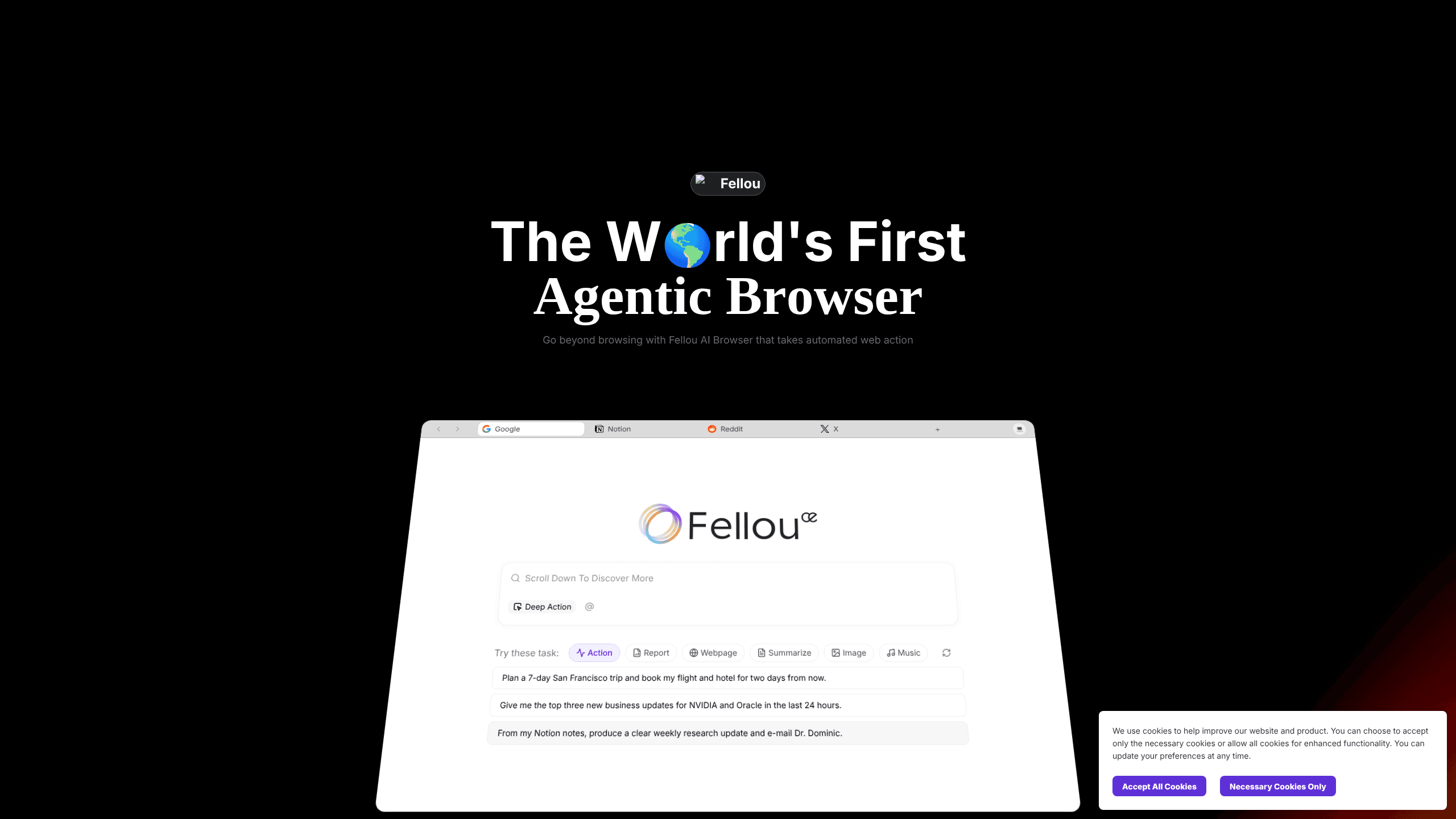 Interface preview of Fellou AI Browser
