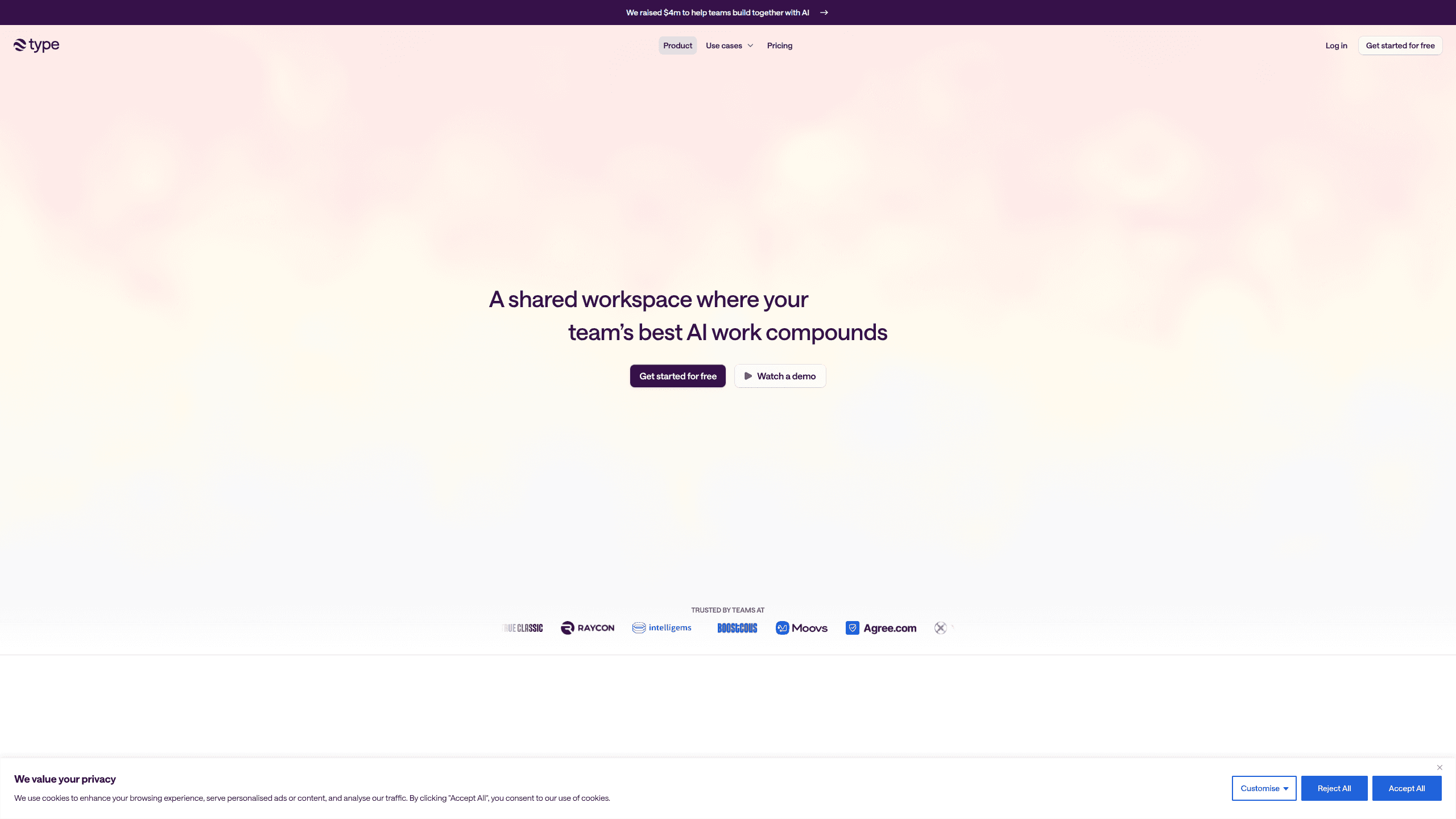 Interface preview of Type.com