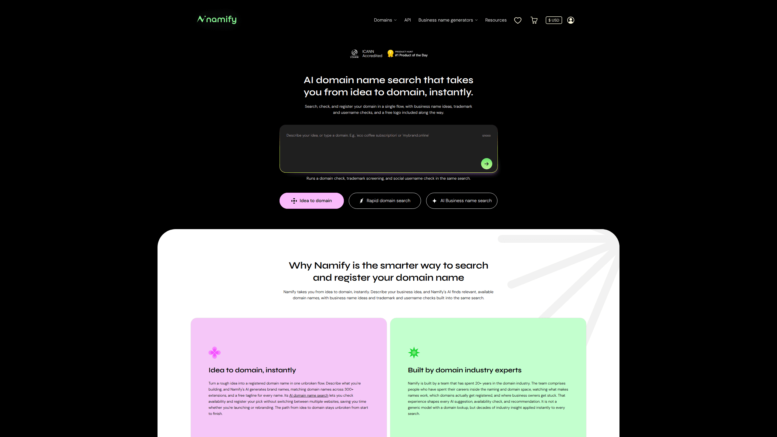 Interface preview of Namify