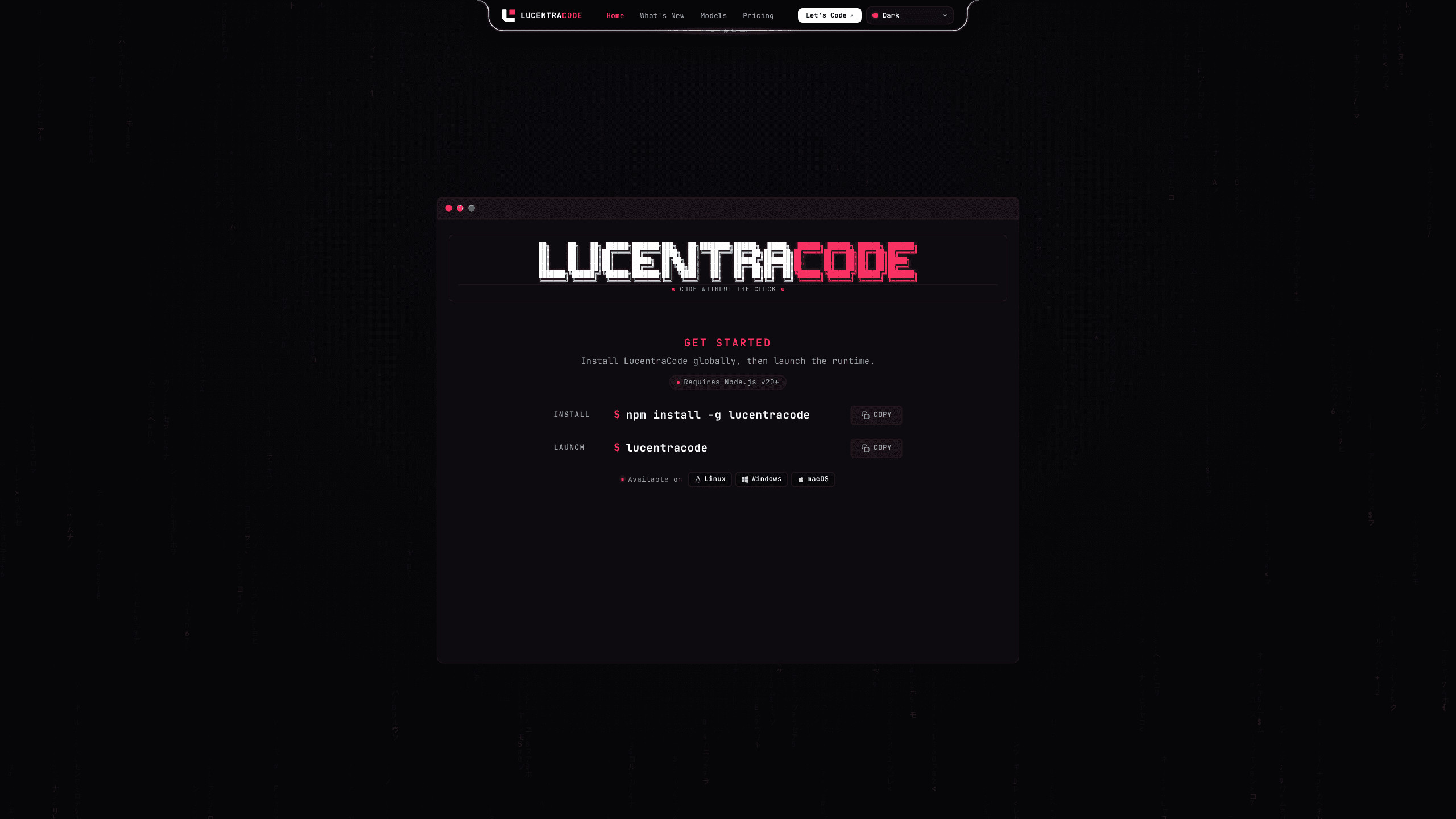 Interface preview of LucentraCode