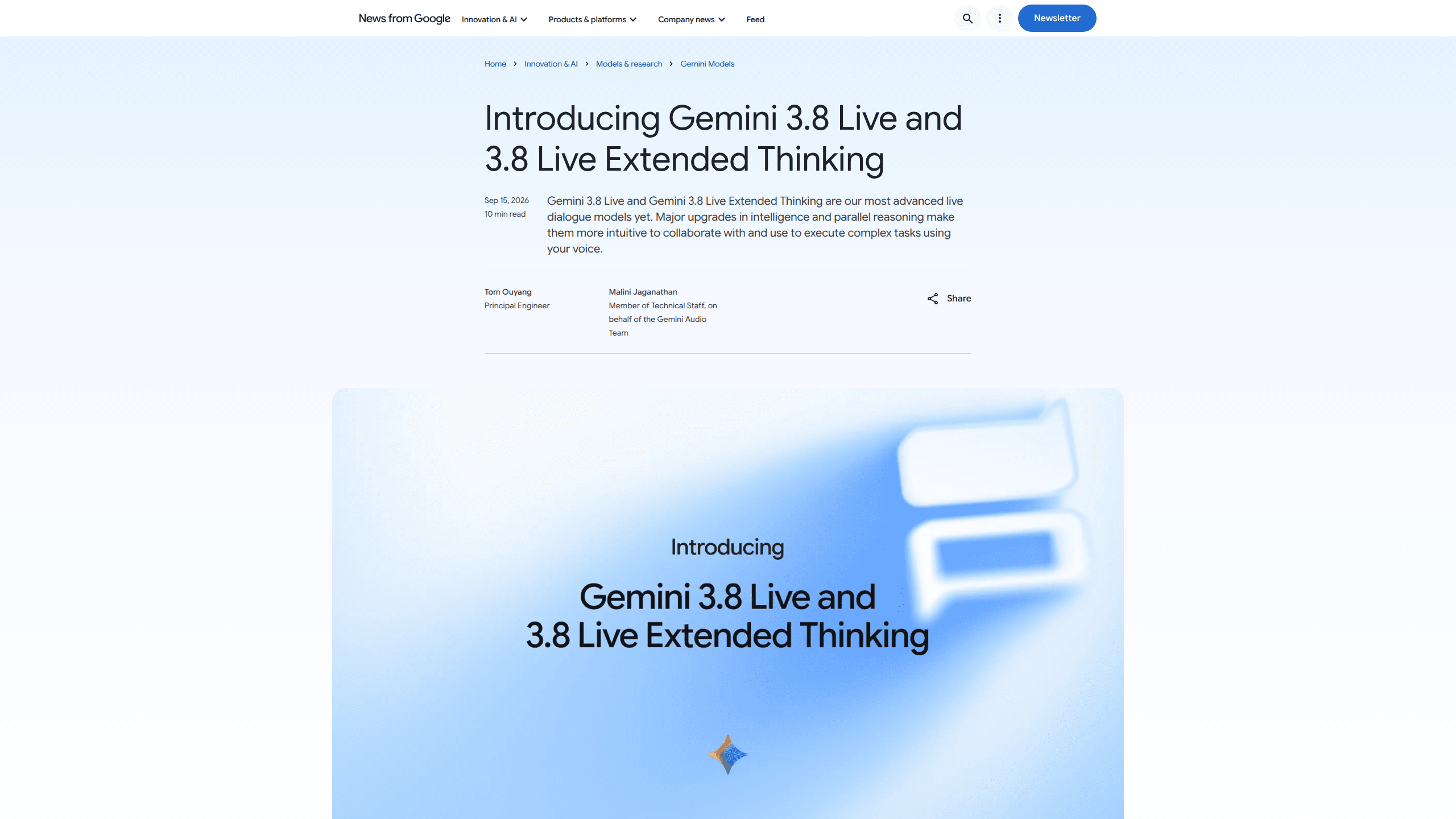 Gemini 3.8 & 3.8 Live Extended Thinking 的介面預覽