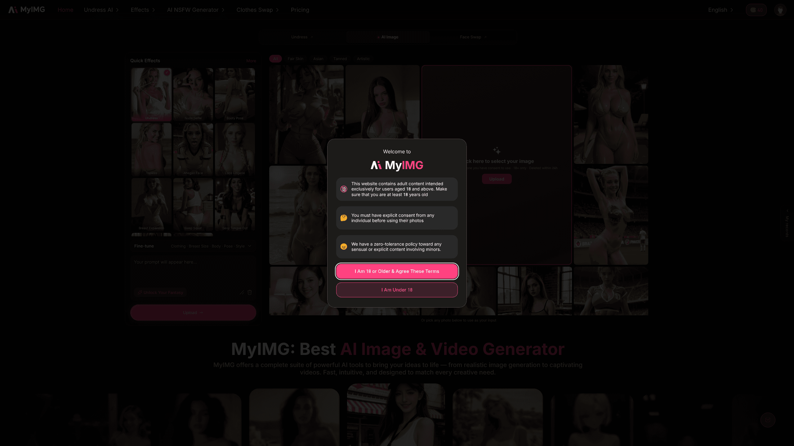 Interface preview of Myimg AI