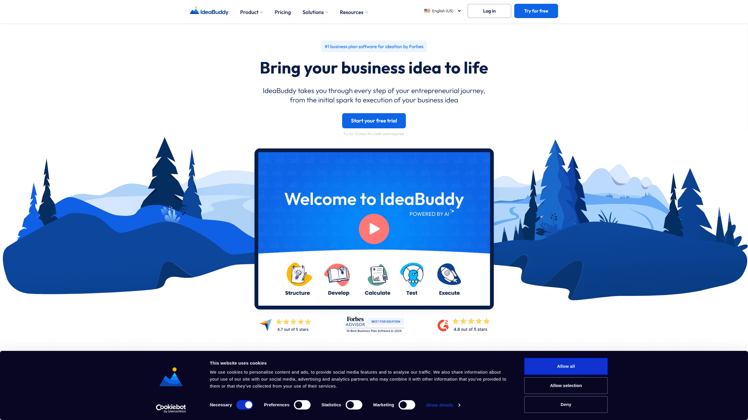 Interface preview of Ideabuddy