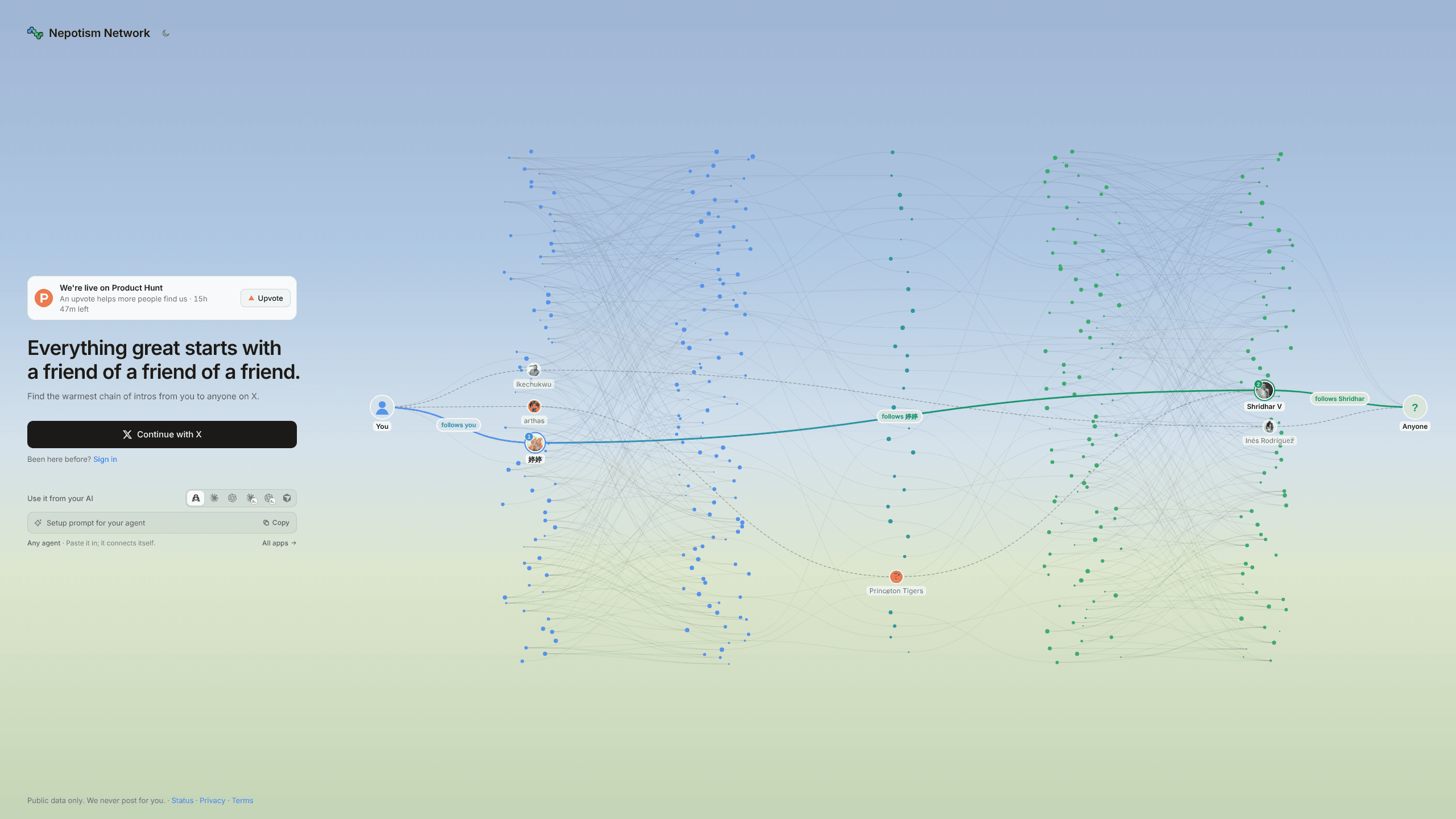 Interface preview of Nepotism Network