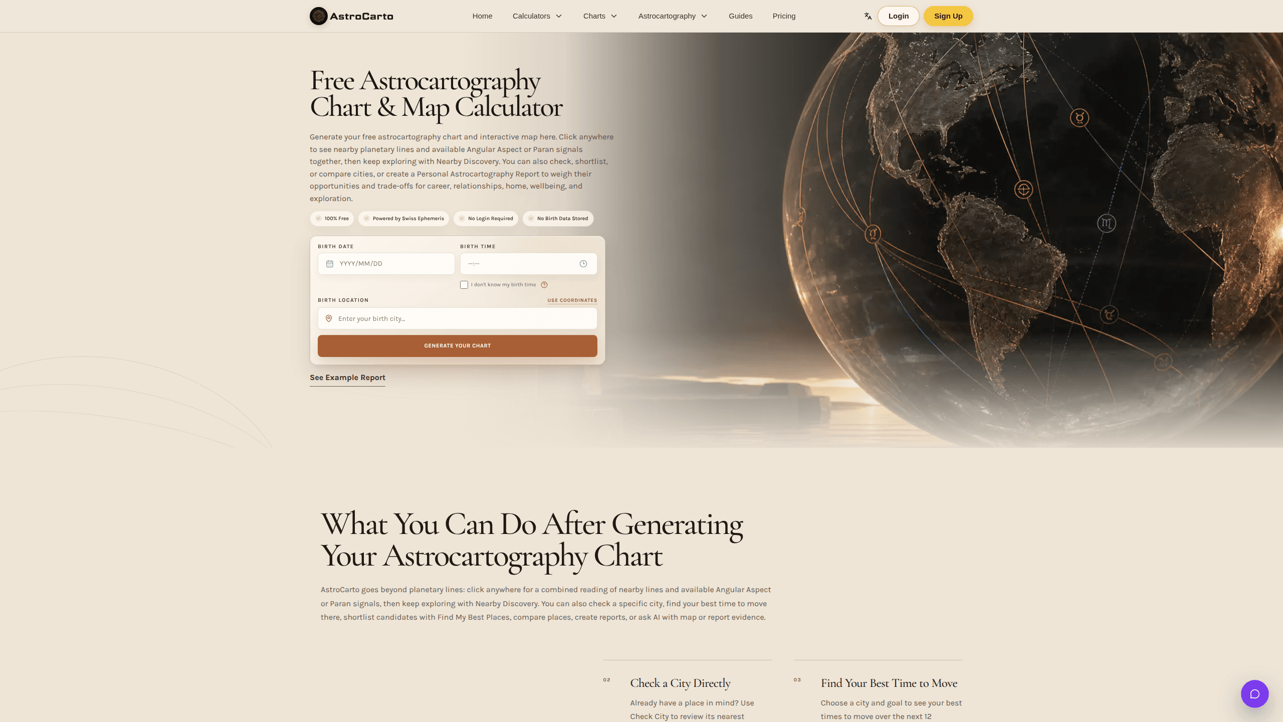 Astrocartography 的介面預覽