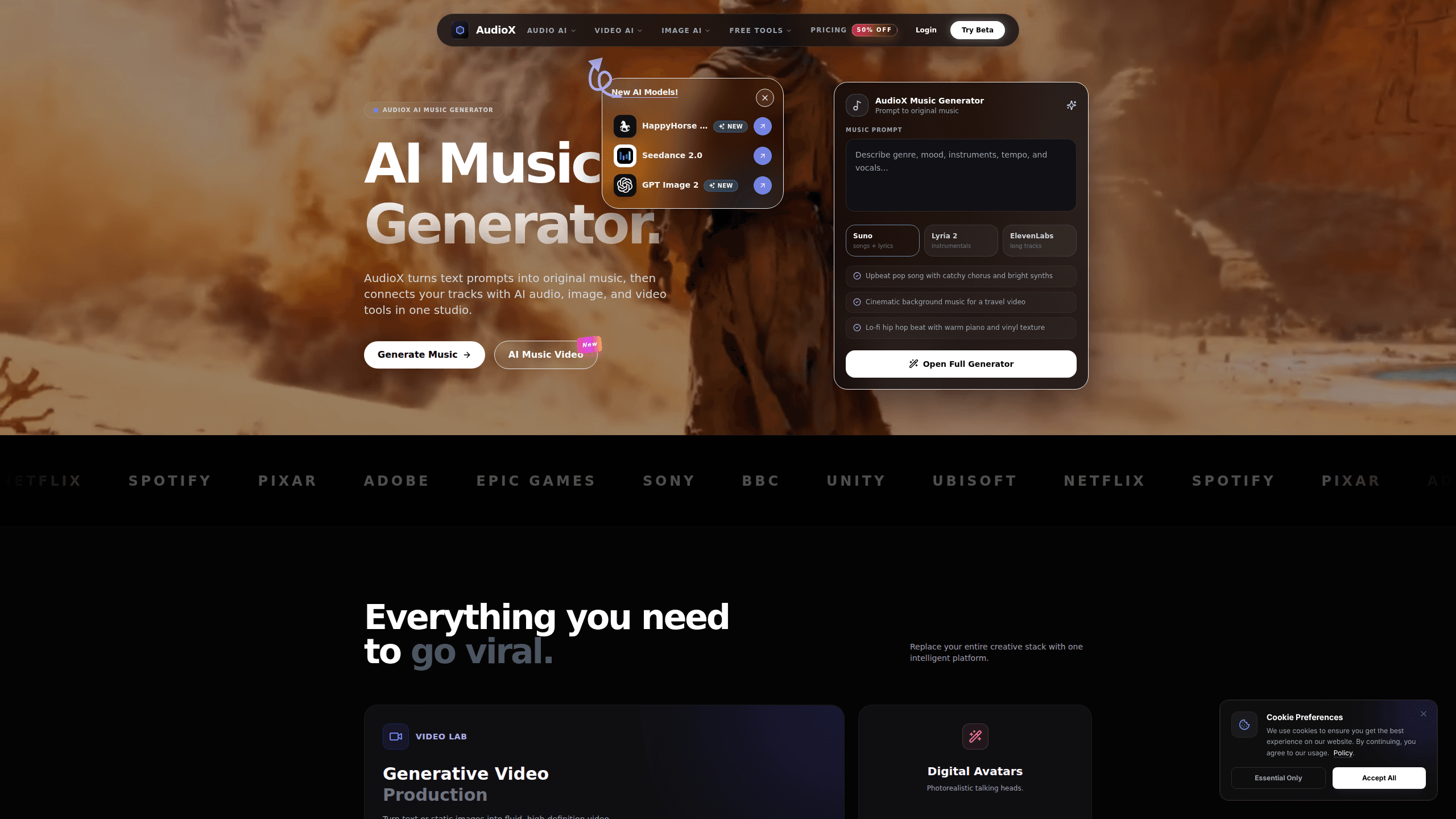 AudioX 的介面預覽