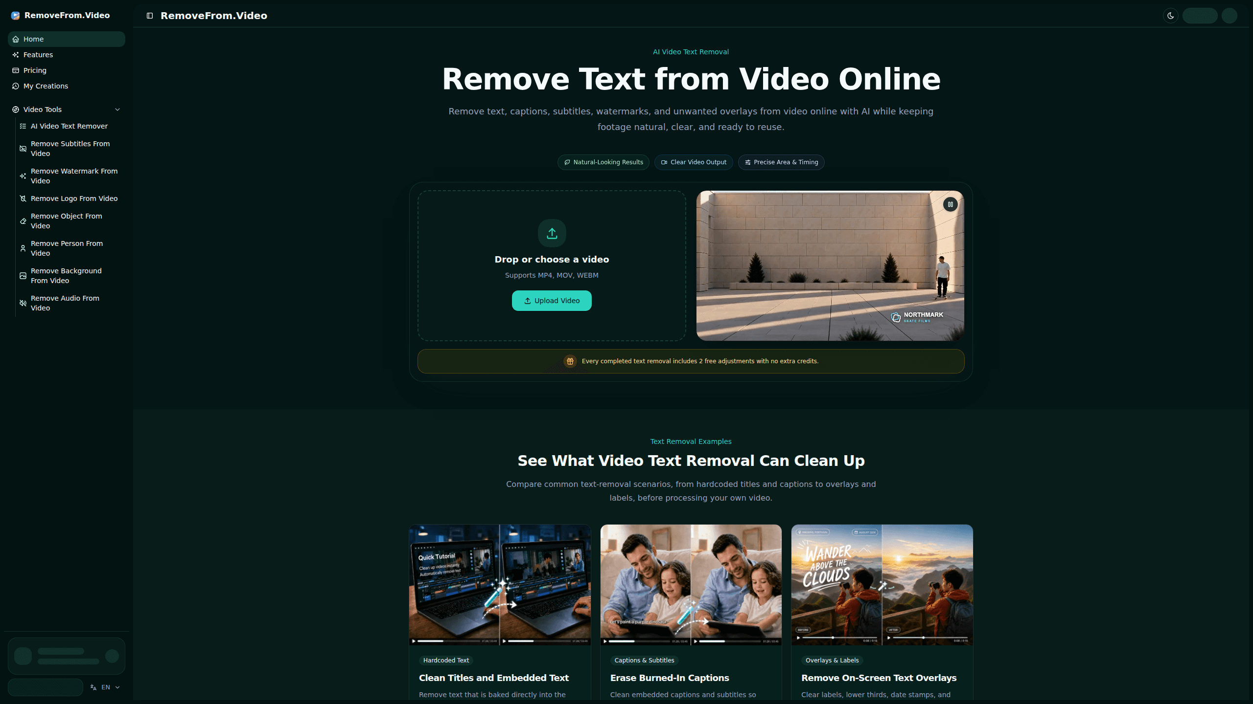 Interface preview of Removefrom Video