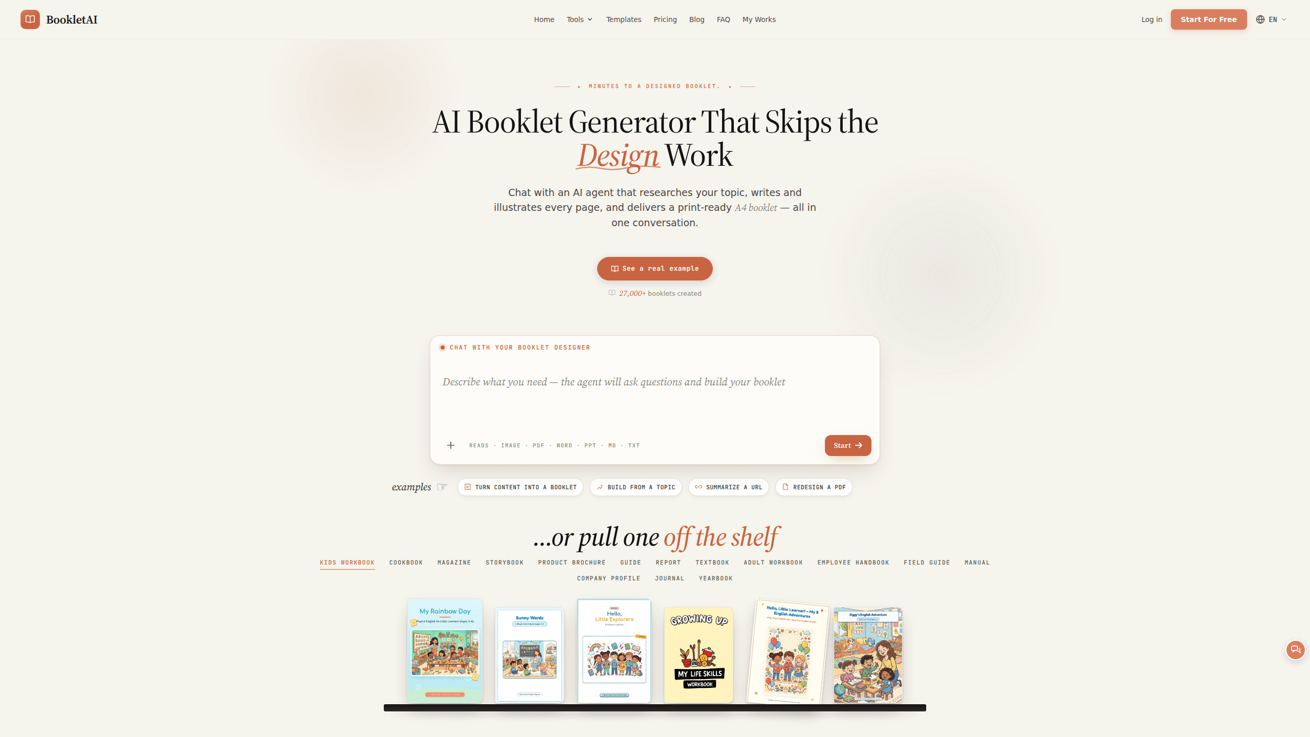 Interface preview of Booklet AI