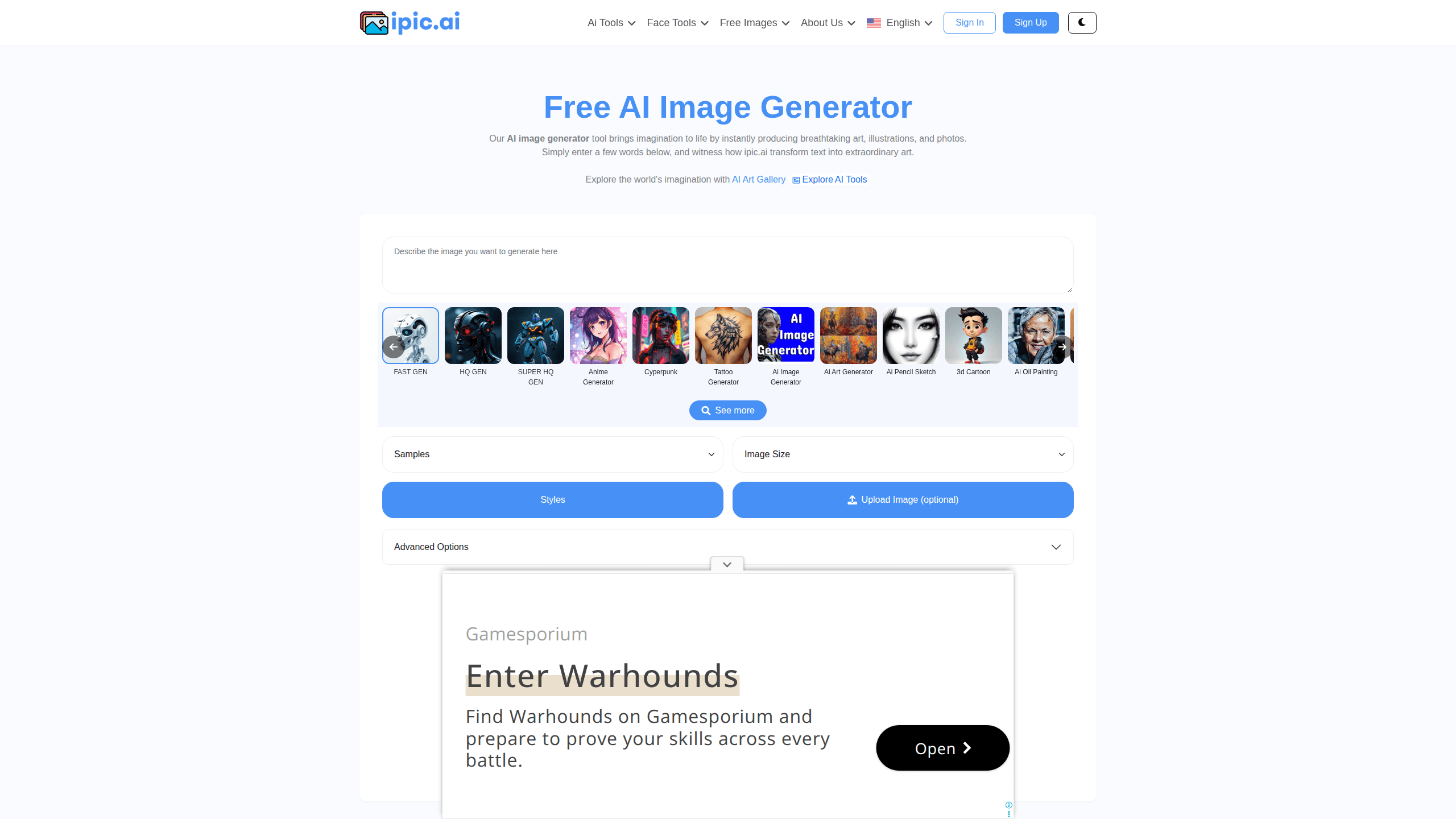 Interface preview of Ipic AI