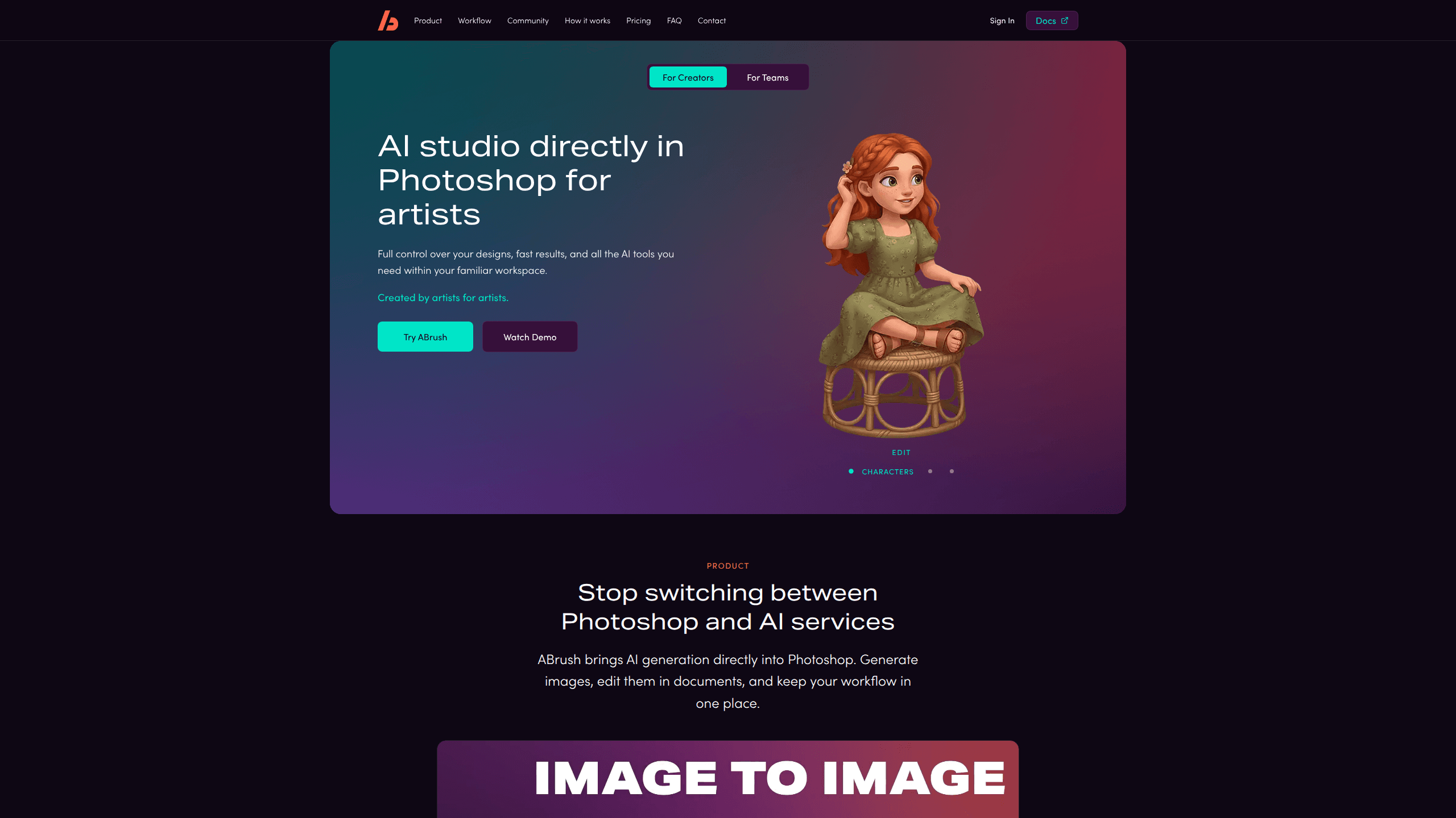 Interface preview of ABrush
