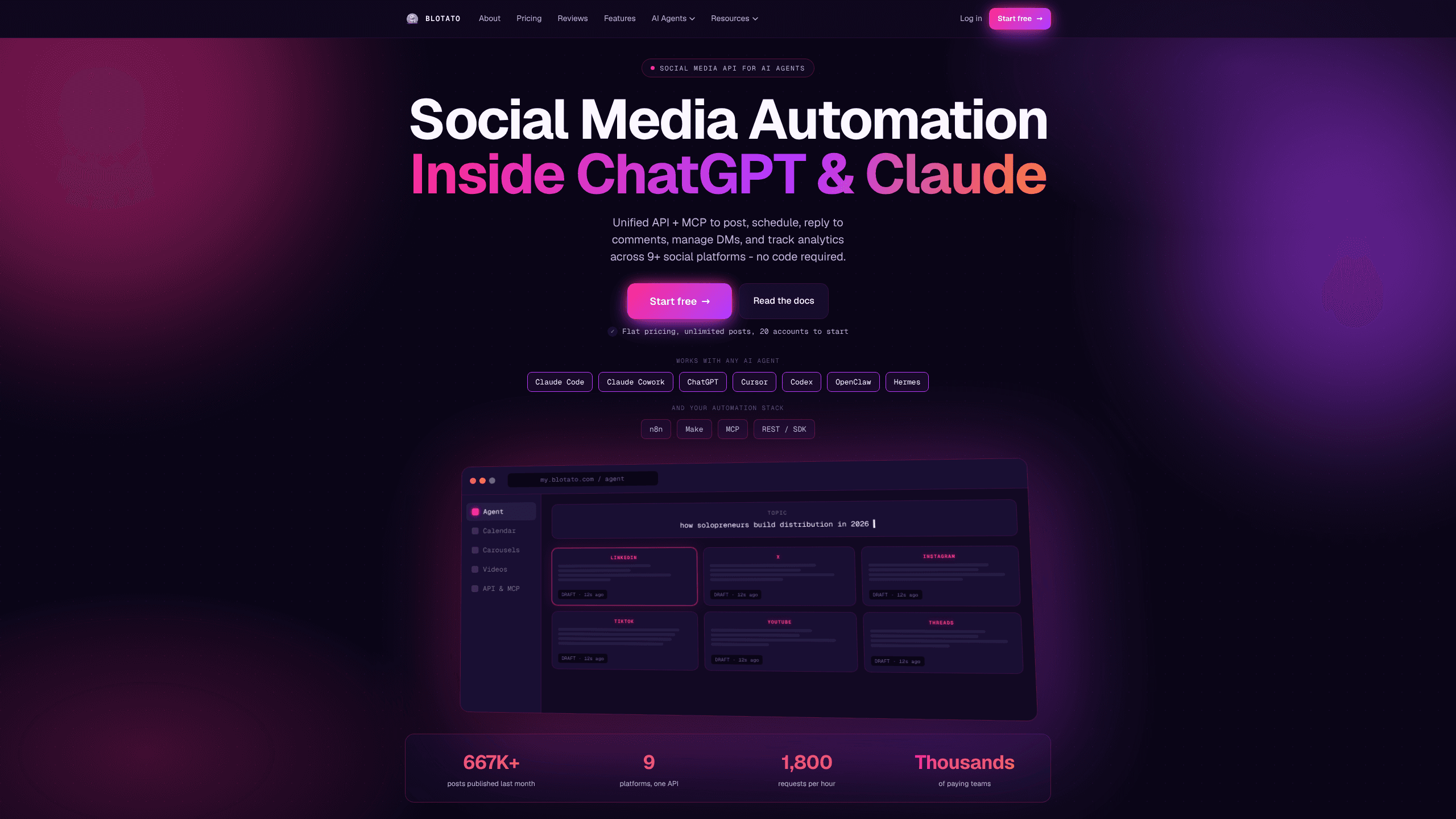 Interface preview of Blotato AI Content Engine