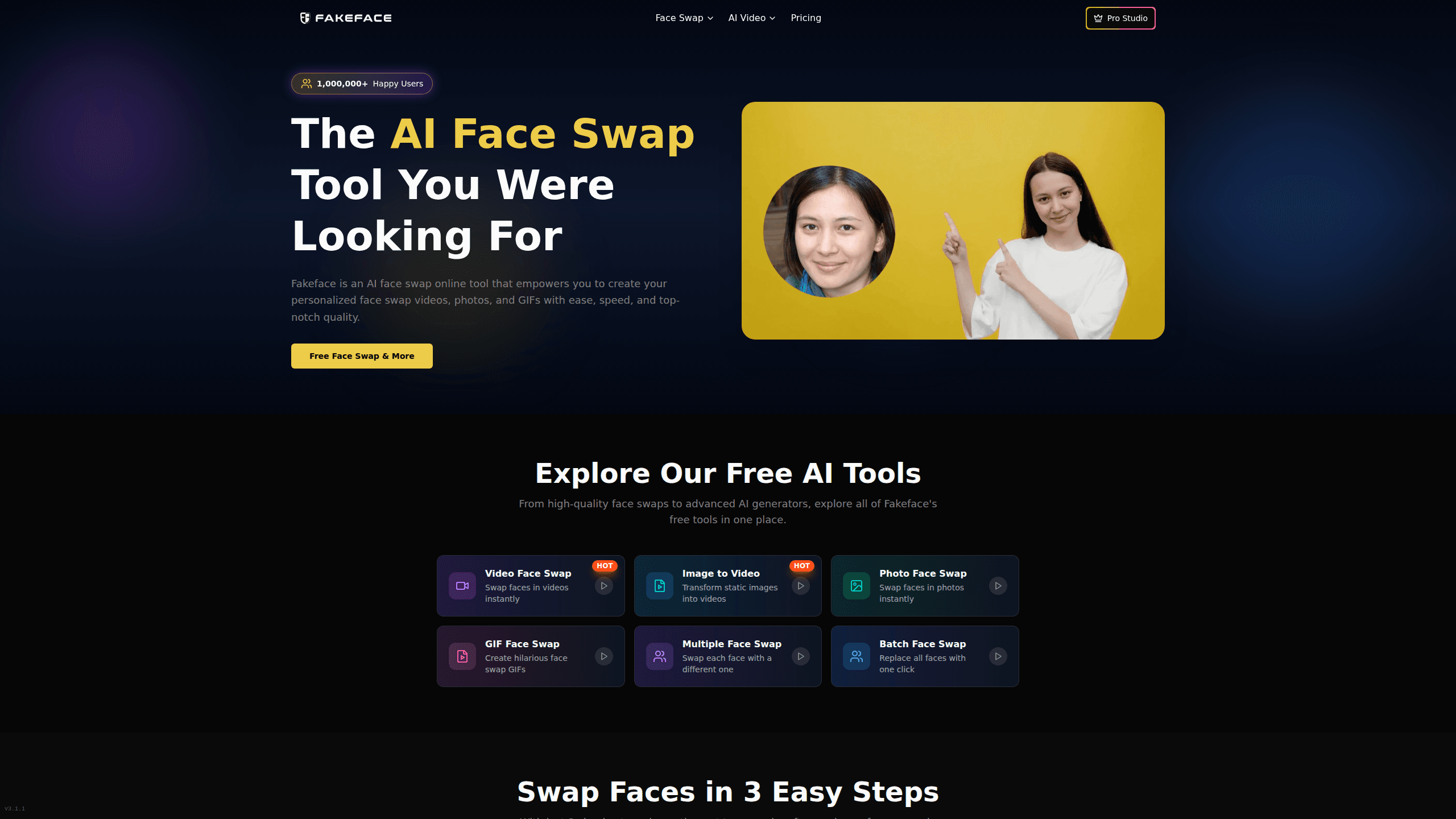 Interface preview of Fakeface