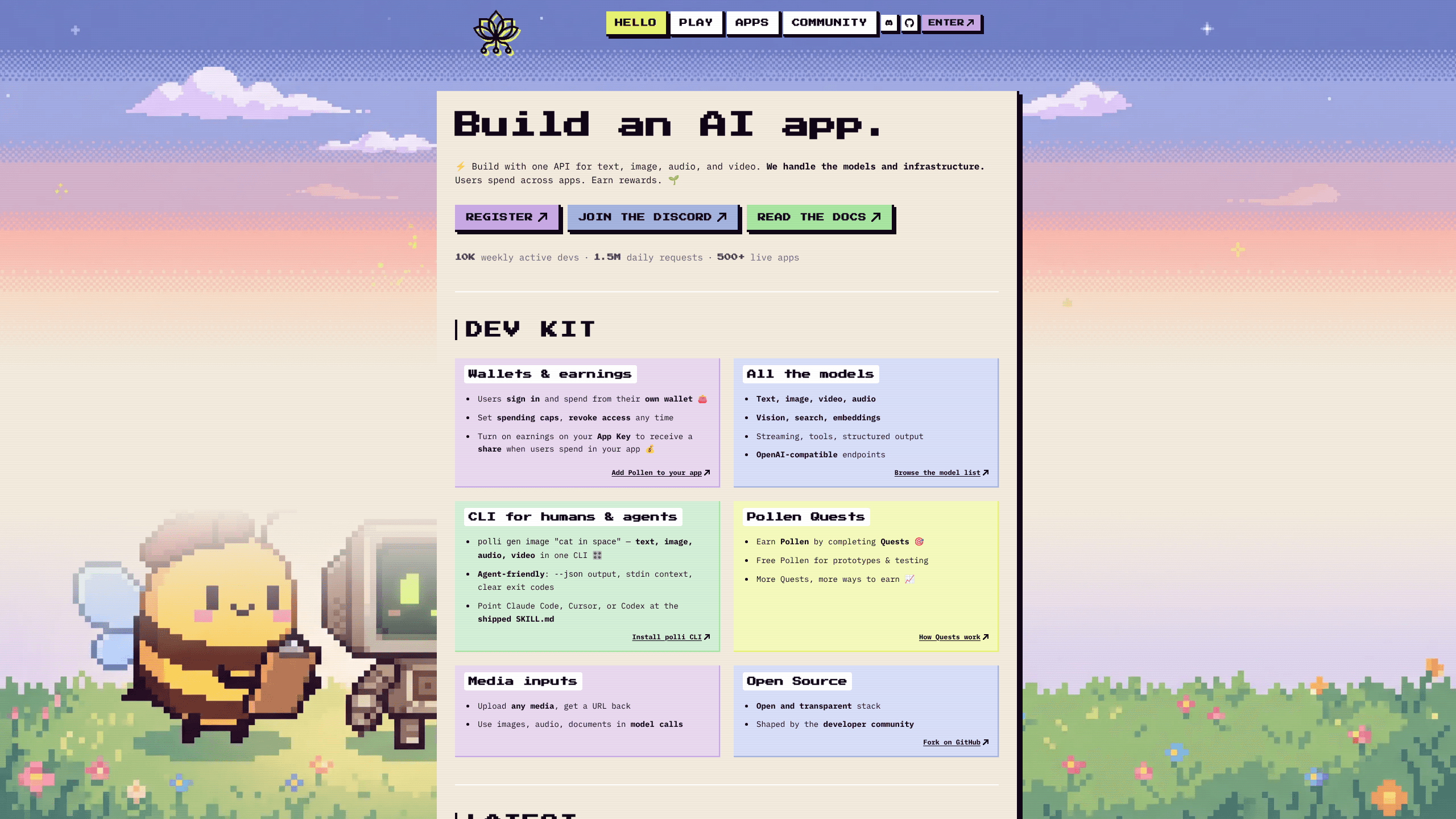 Interface preview of Pollinations