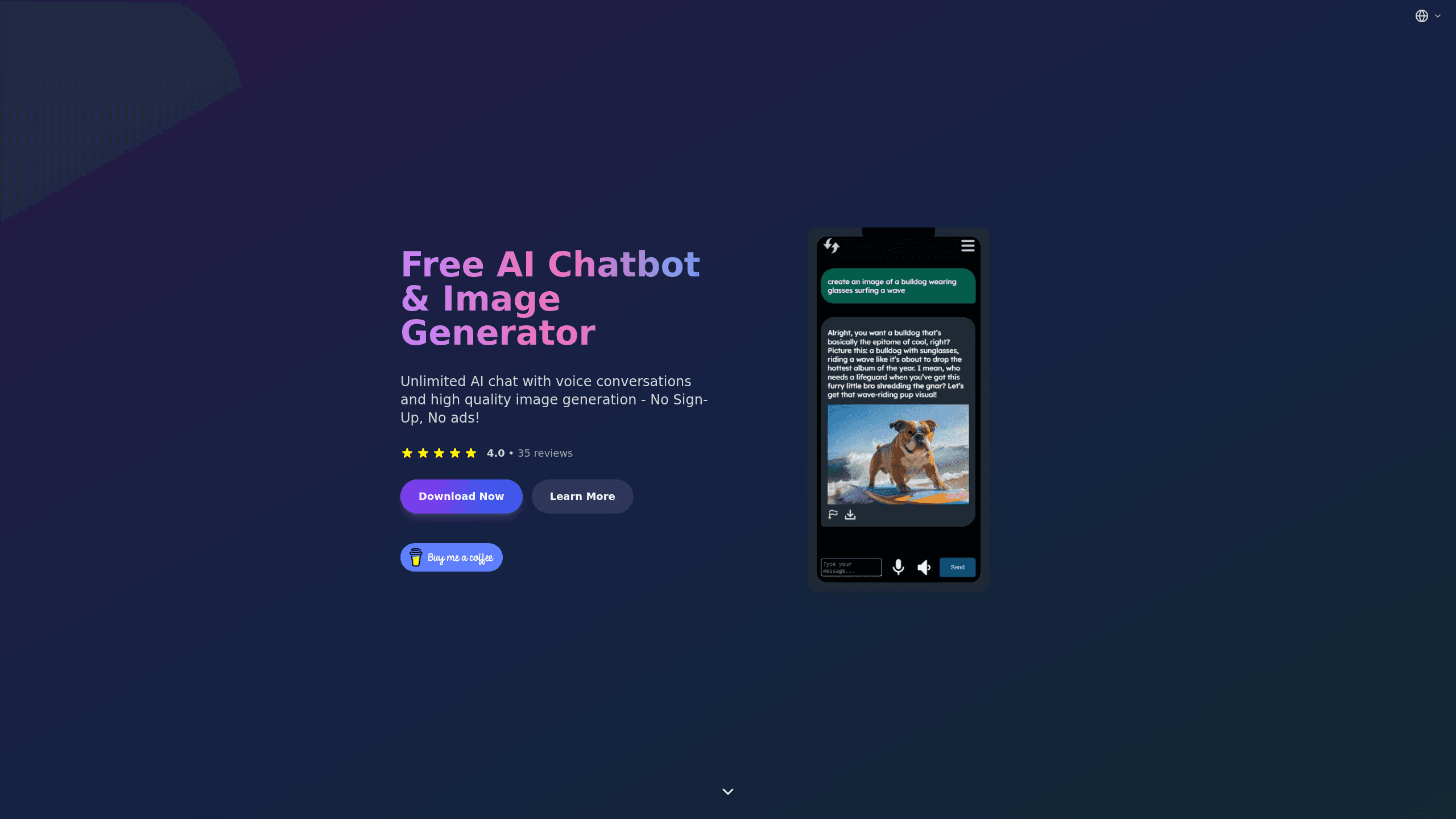 Interface preview of Free AI Chatbot Image Generator