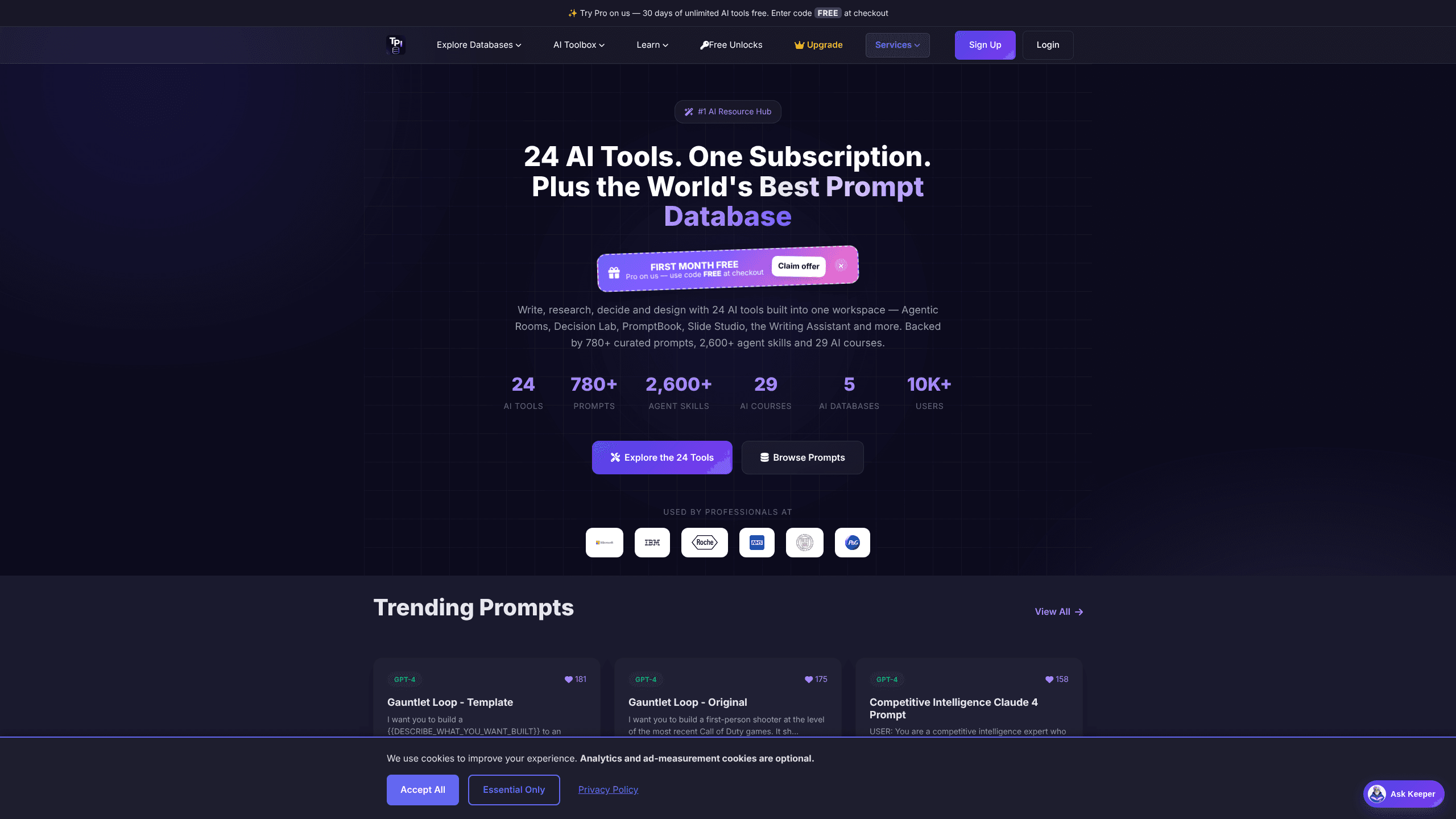 Interface preview of The Prompt Index
