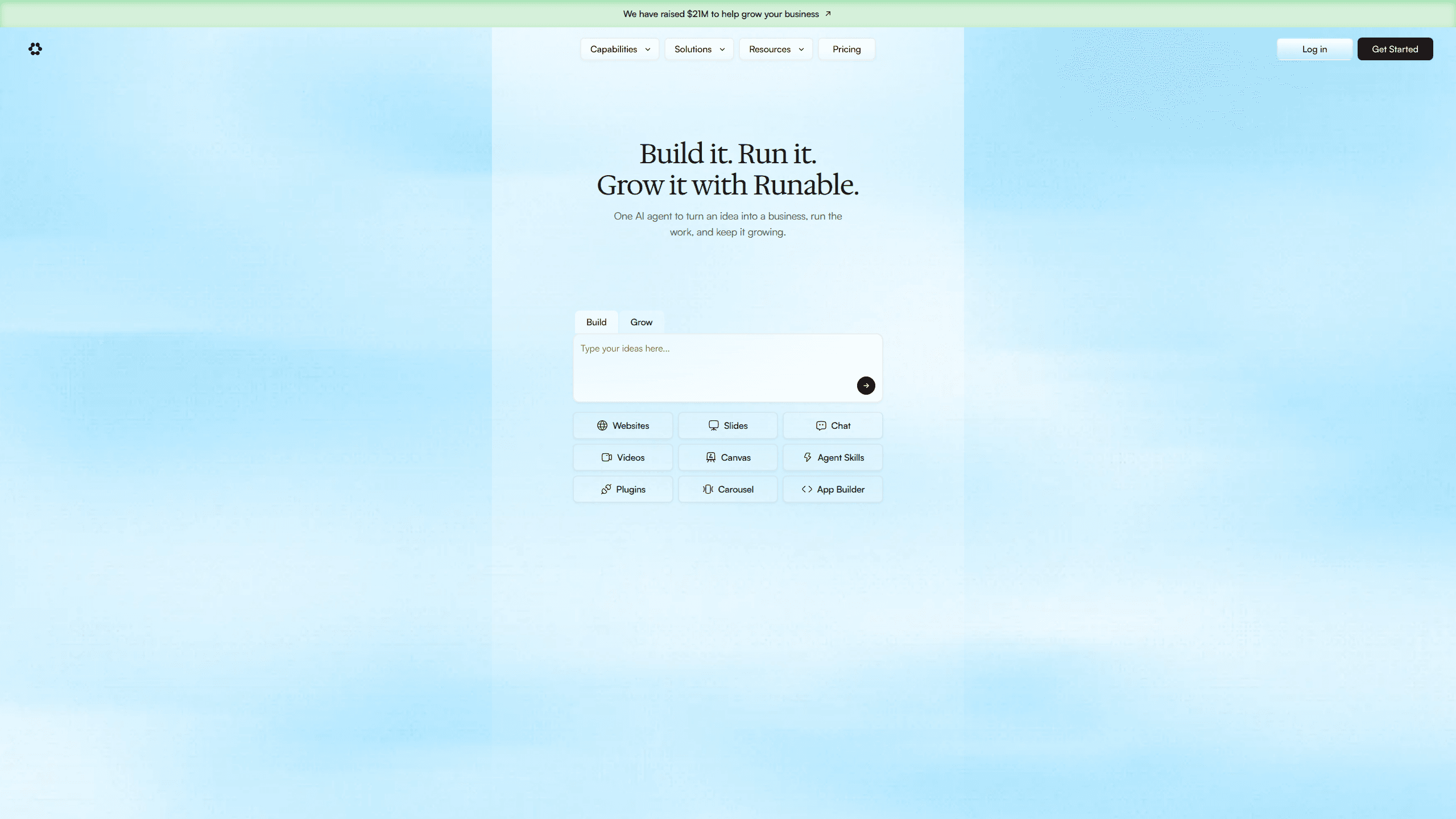 Interface preview of Runable