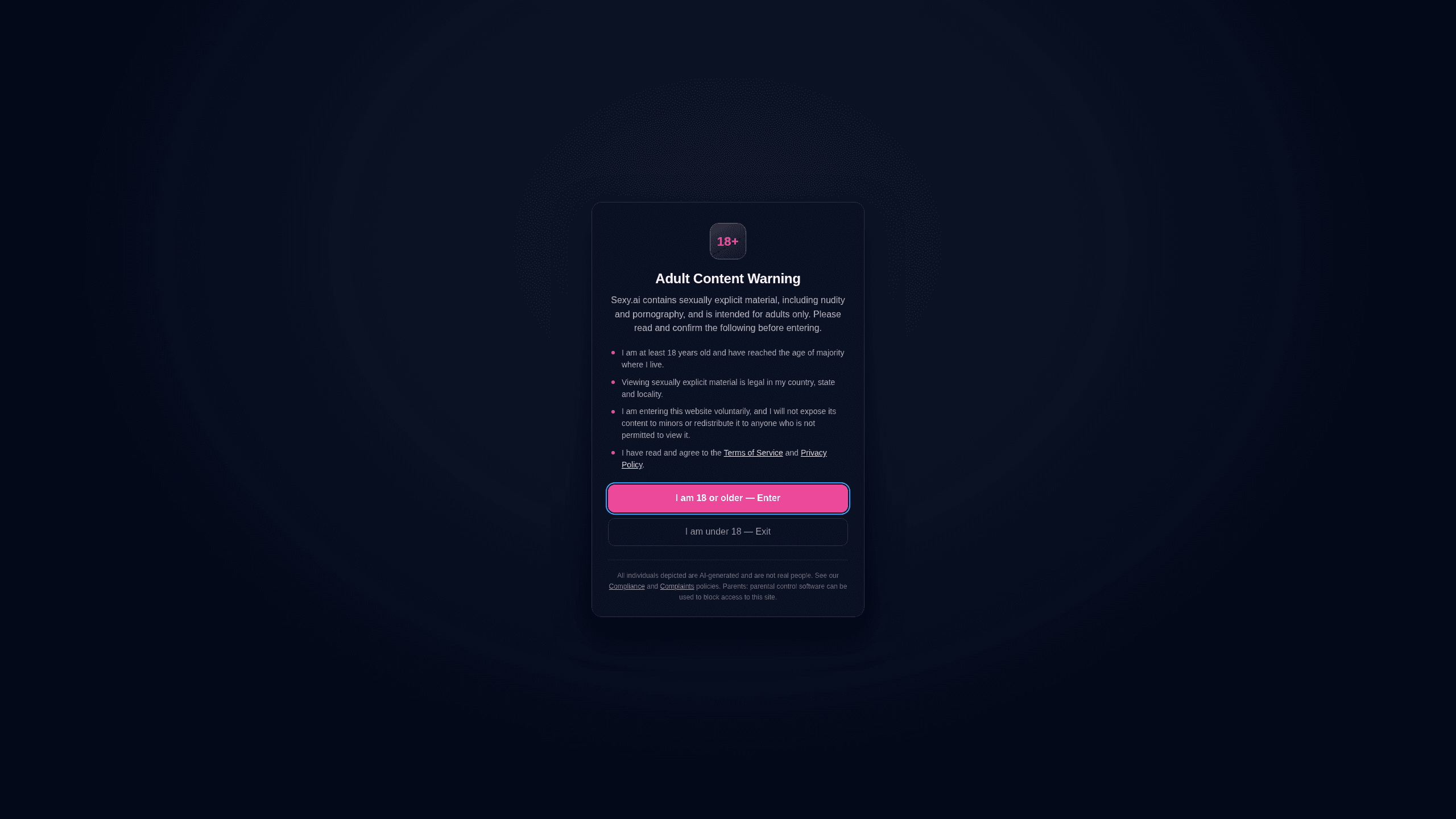 Interface preview of Sexy AI