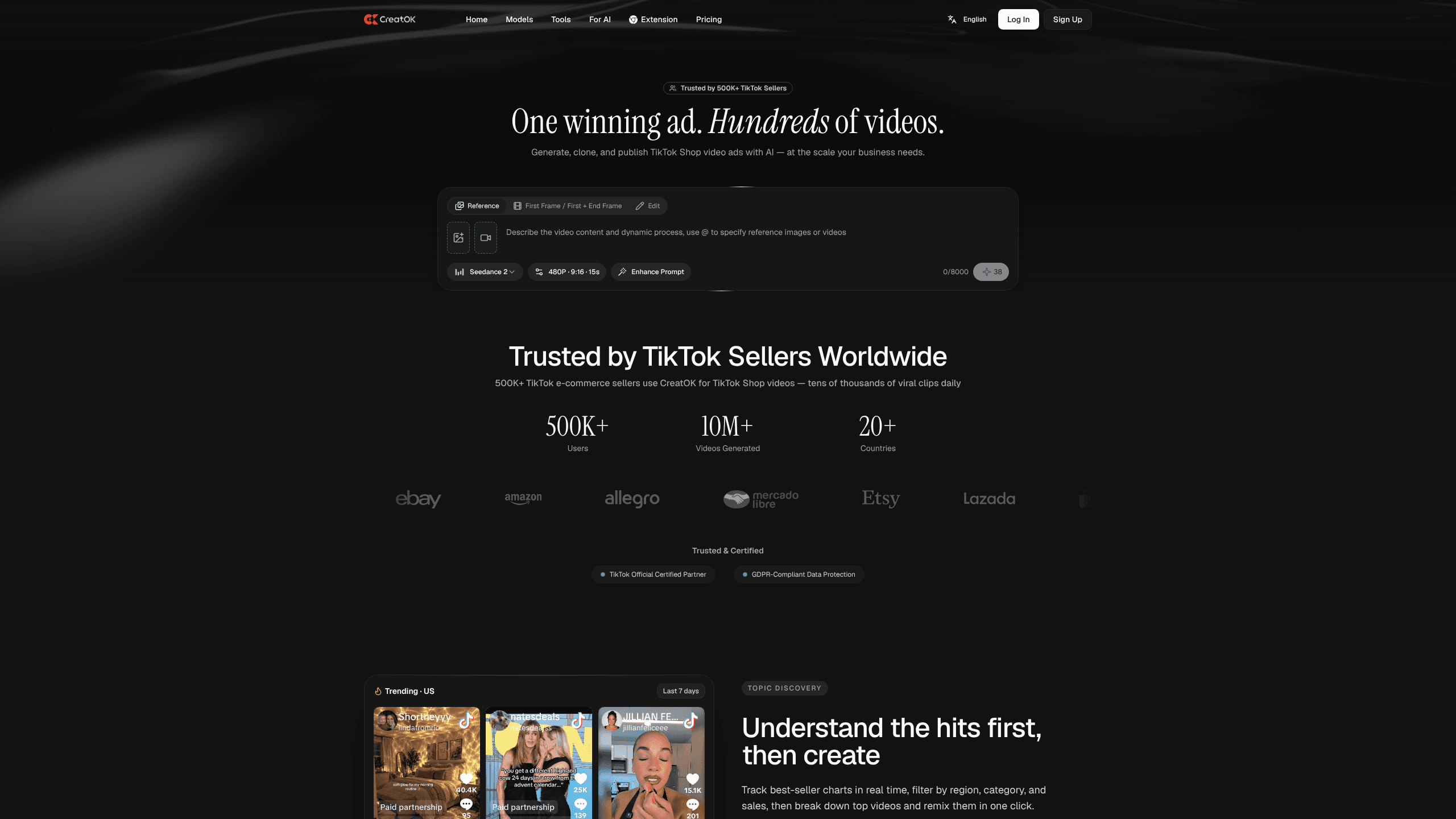Interface preview of Creatok