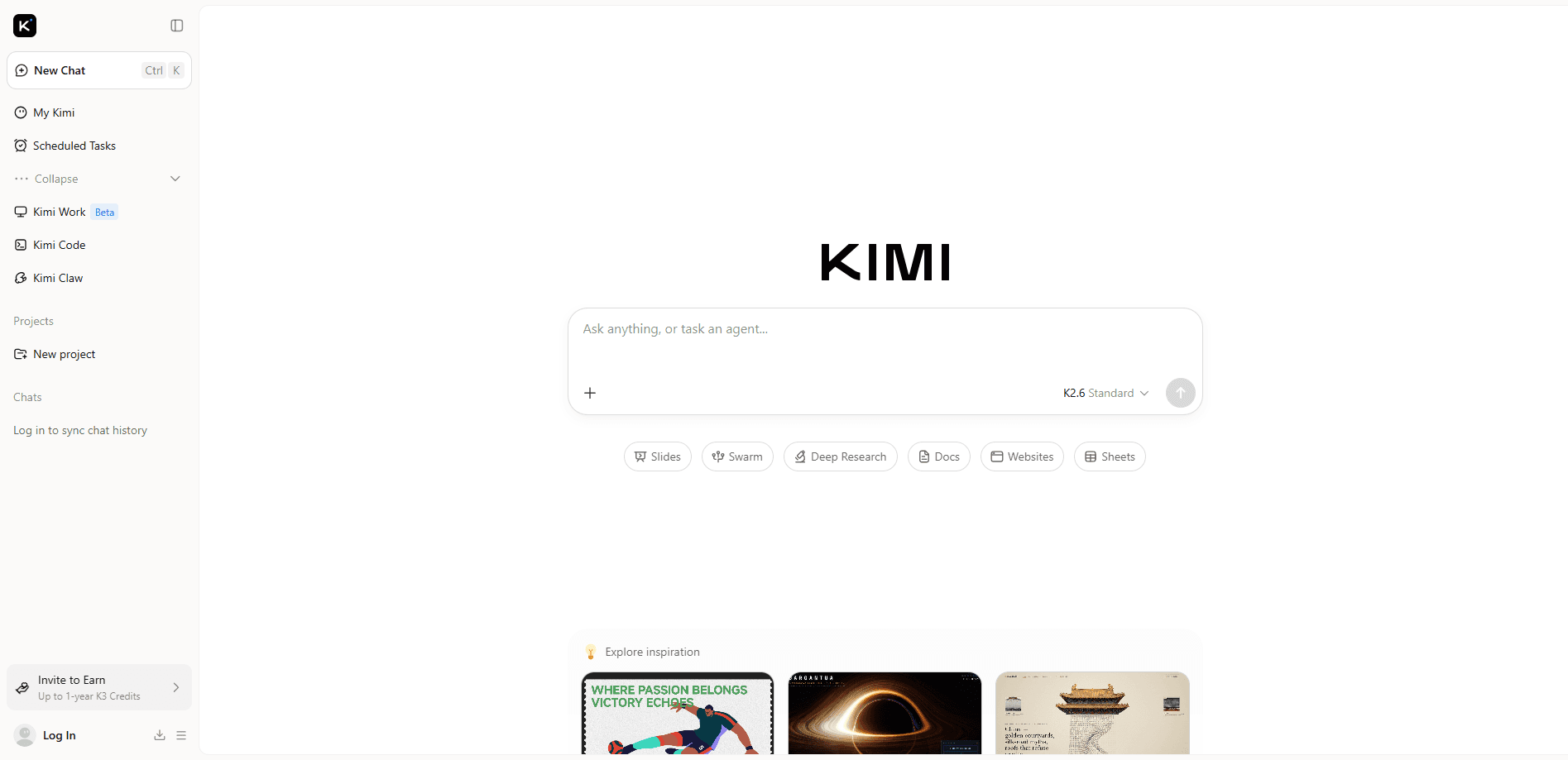 Interface preview of Kimi