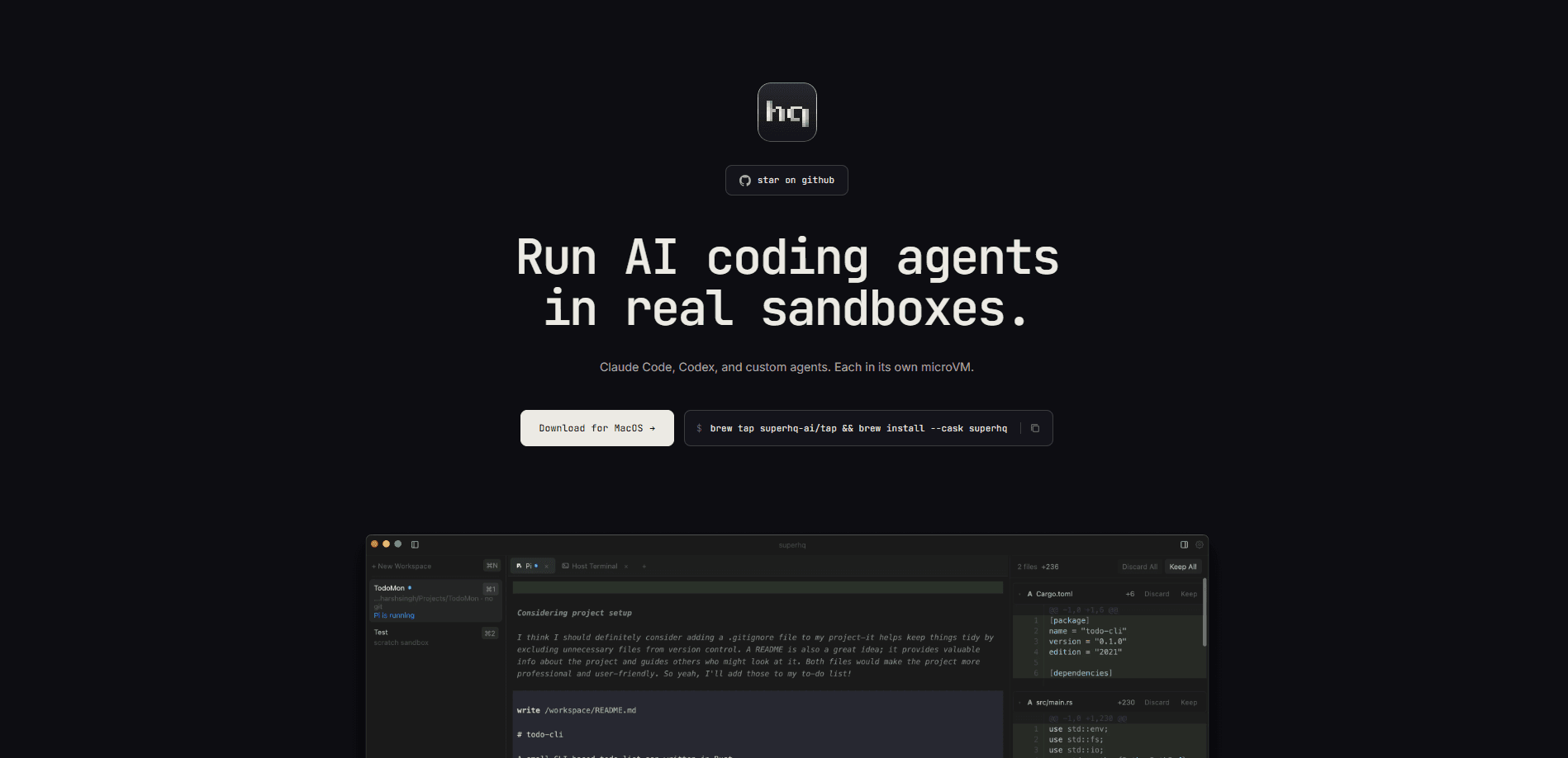 Aperçu de l'interface de SuperHQ