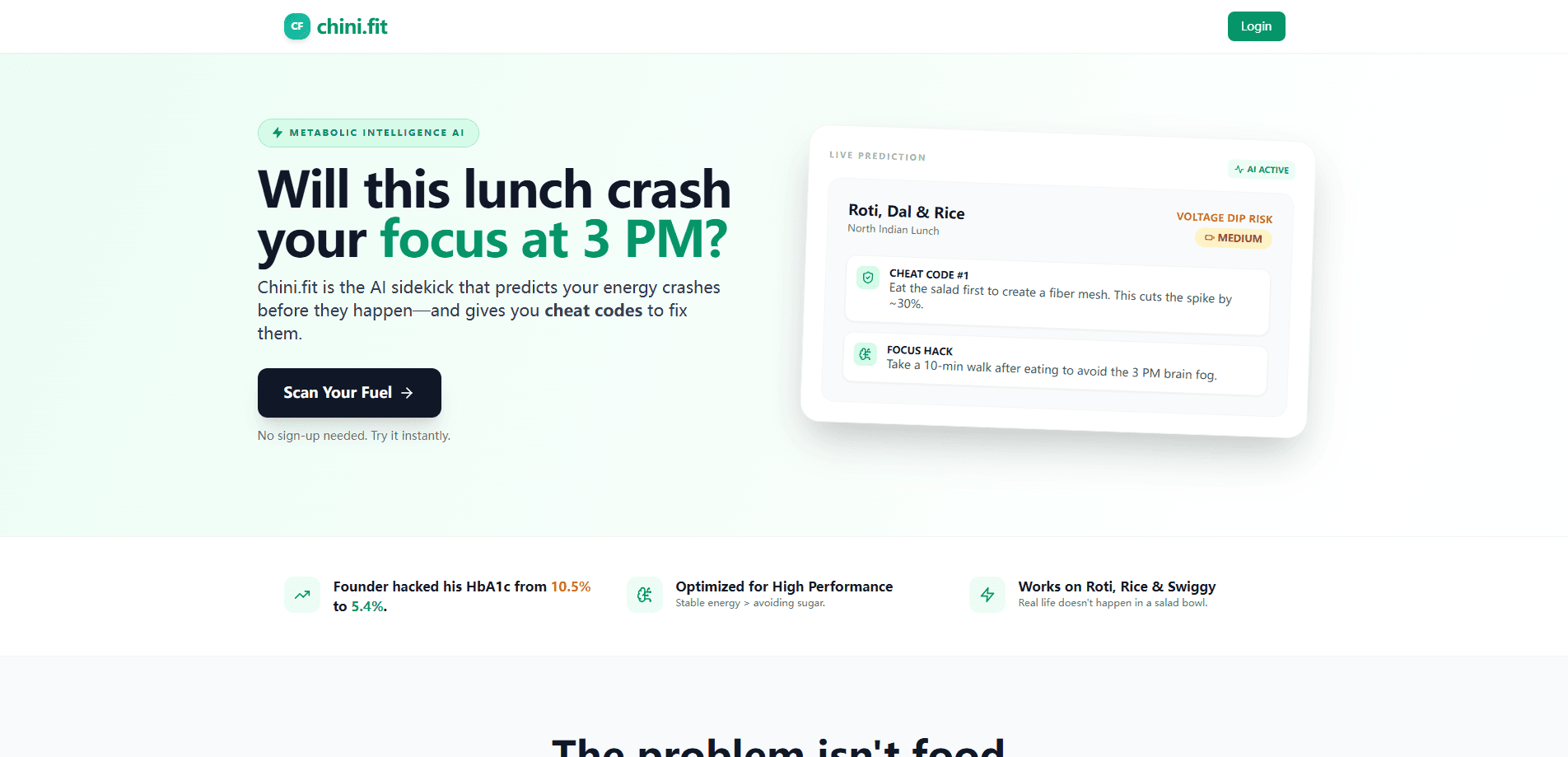 Interface preview of Chini.Fit - Find Hidden Sugar in Meals