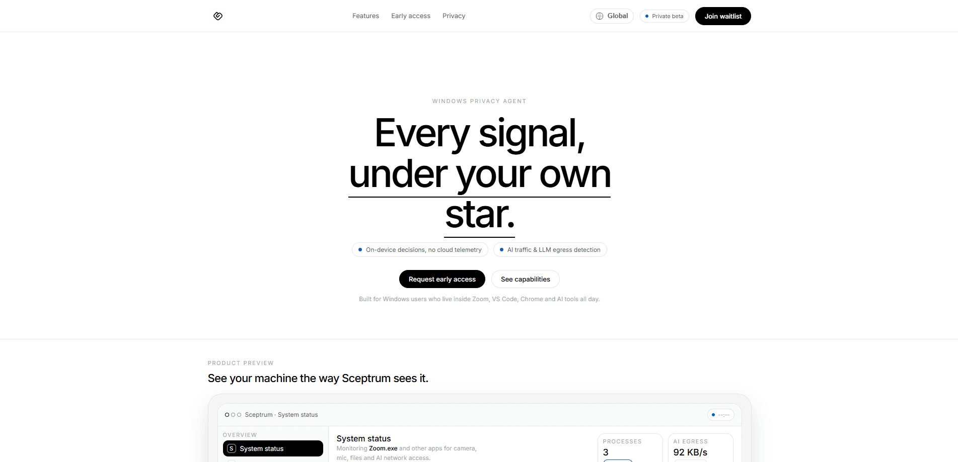 Interface preview of Sceptrum