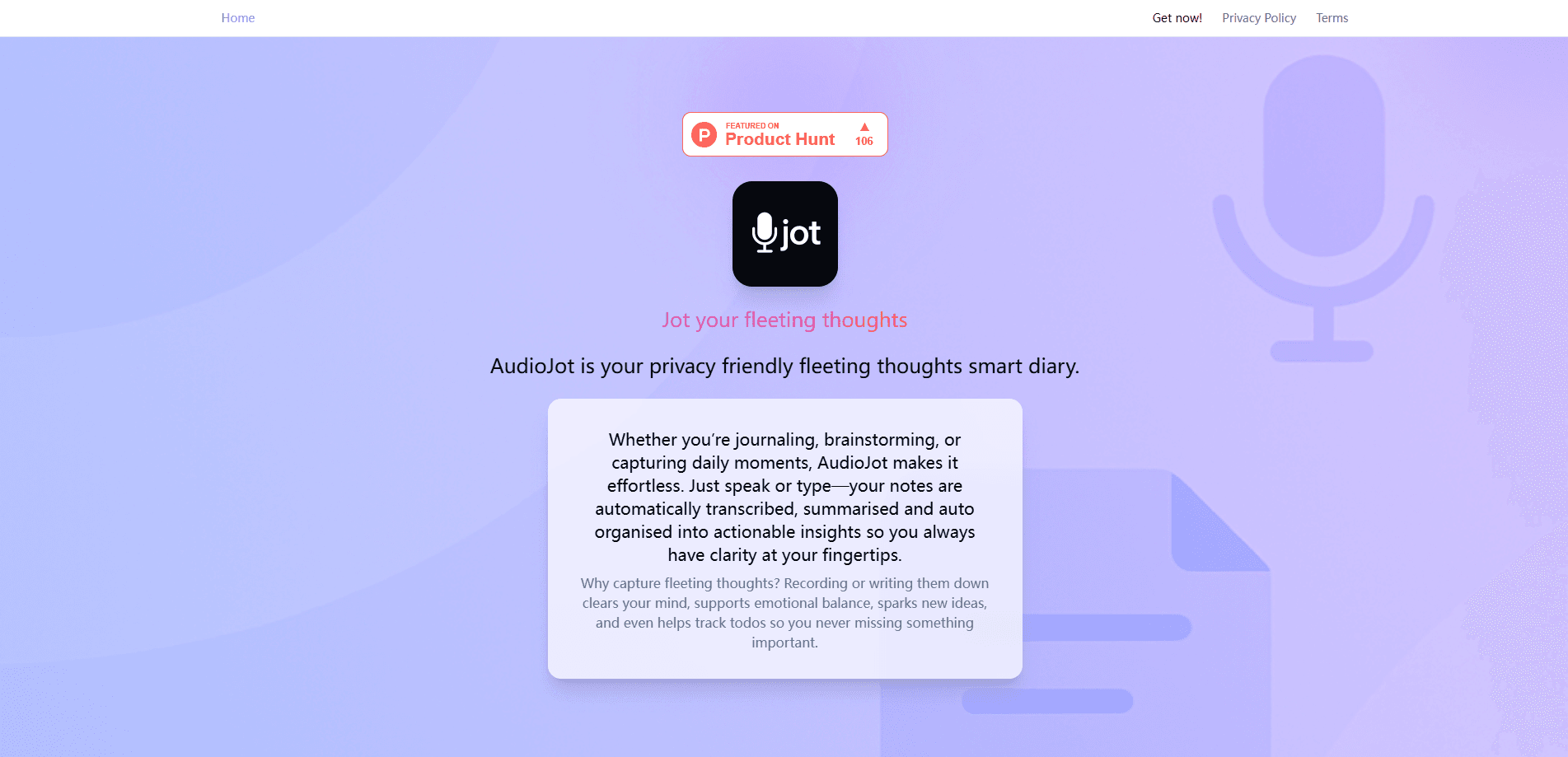 Interface preview of AudioJot