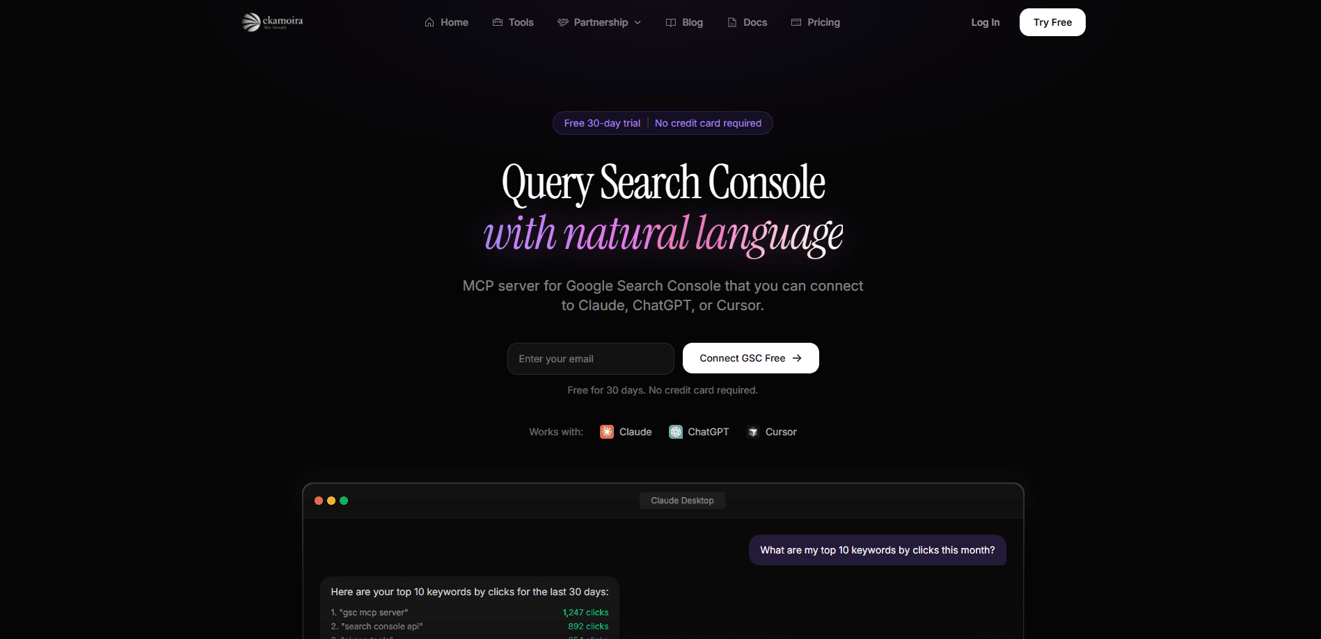 Ekamoira Google Search Console MCP の画面プレビュー